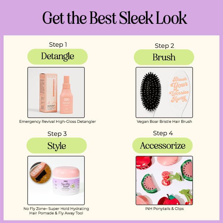 INH INH Hair Pomade for Flyaways | Water Based & Strong Hold Fly Away Hair Tamer | Sweat Proof No Fly Zone Pomade & Texturizer for Styling | Glossy Finish for a Sleek Look | 2oz