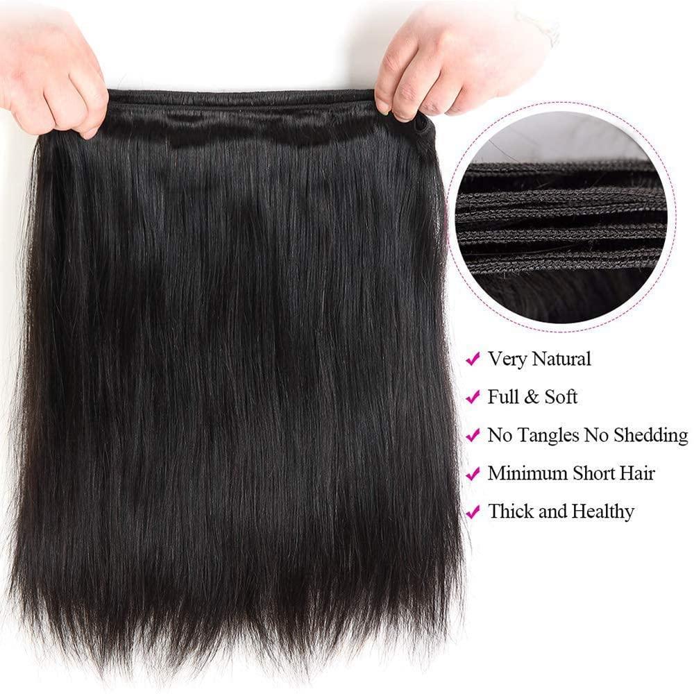 TNICE Straight Human Hair Bundles 20 20 20 Inch Brazilian Straight Hair Bundles 100% Unprocessed Virgin Hair Weave Bundles Human Hair Extension for Women Natural Color