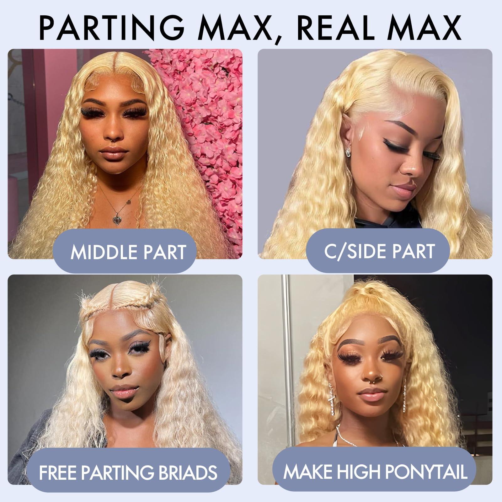 ELISHEVA 30 Inch 613 Lace Front Wig Human Hair Deep Wave 16A Blonde Wig Human Hair 13x4 HD Blonde 613 Deep Wave Lace Front Wigs Human Hair Blonde Frontal Deep Wave 613 Wig Pre Plucked 180% Density Curly Wig