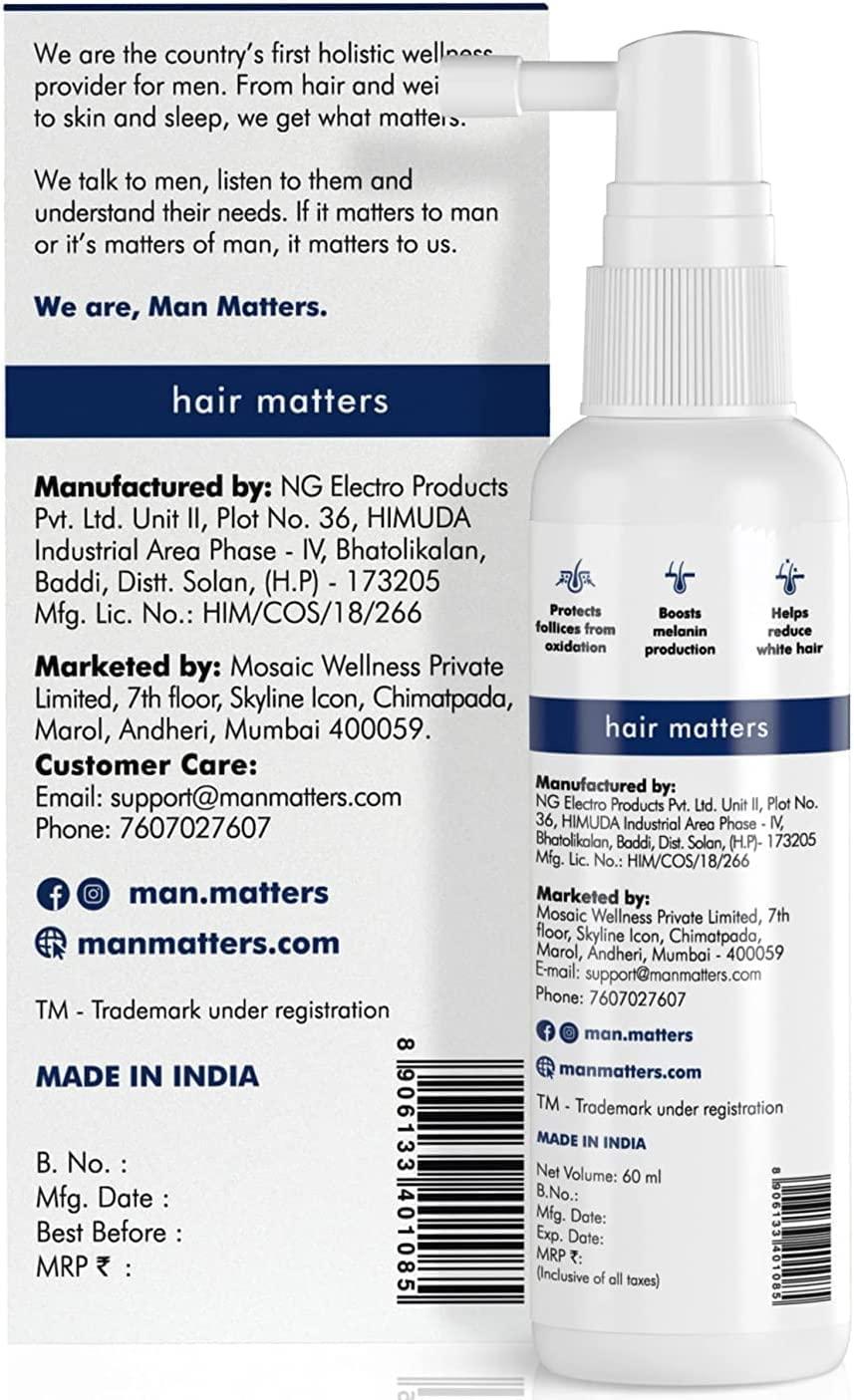 TARIN TARIN Man Matters DarkMax Hair & Beard Tonic 60 ml | 1% Darkenyl | Boosts Melanin Production for Naturally Pigmented, Healthy and Shiny Hair | Paraben Free, Silicone Free