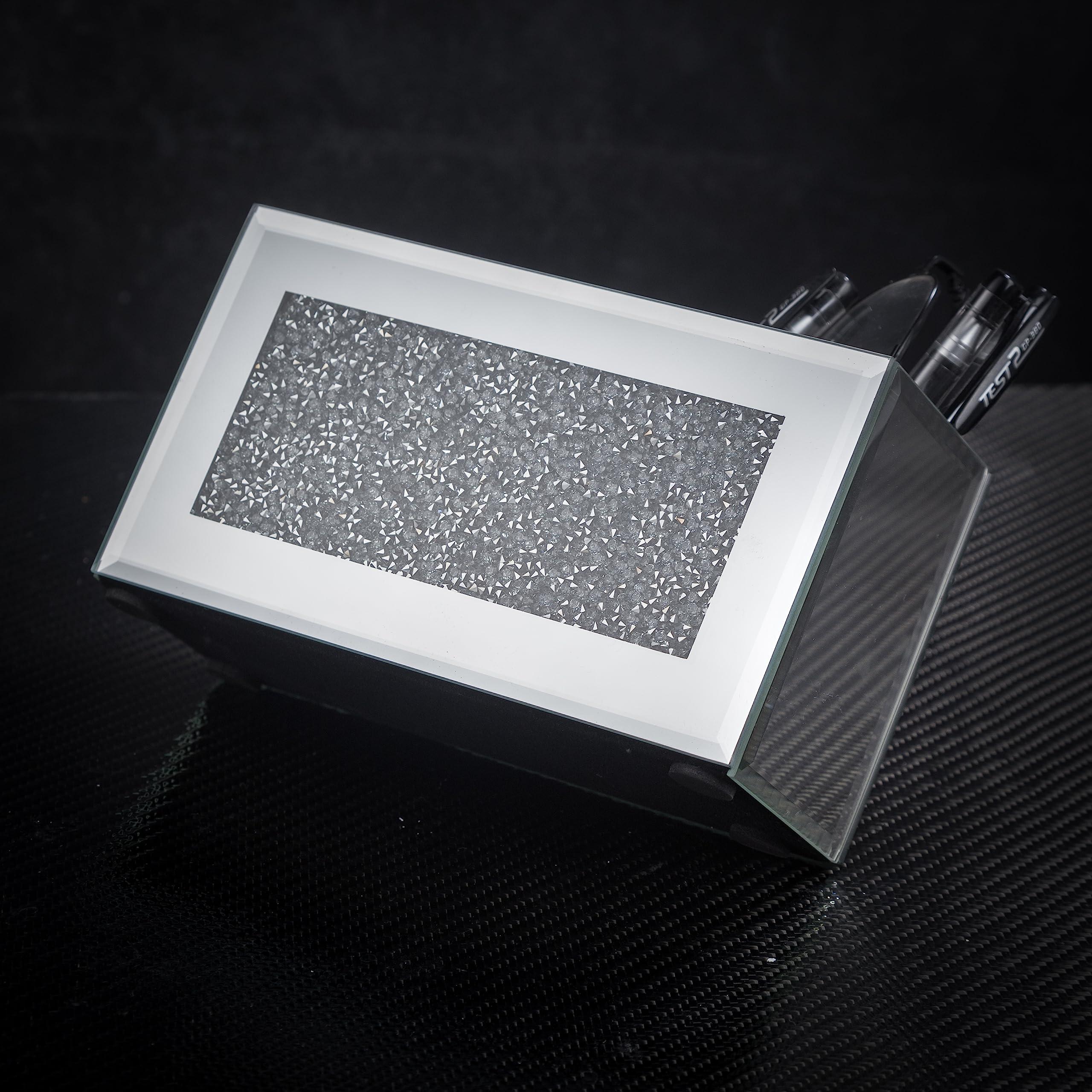 Vuidding Glitter Silver Mirror Diamond Filled Makeup Brush Holder