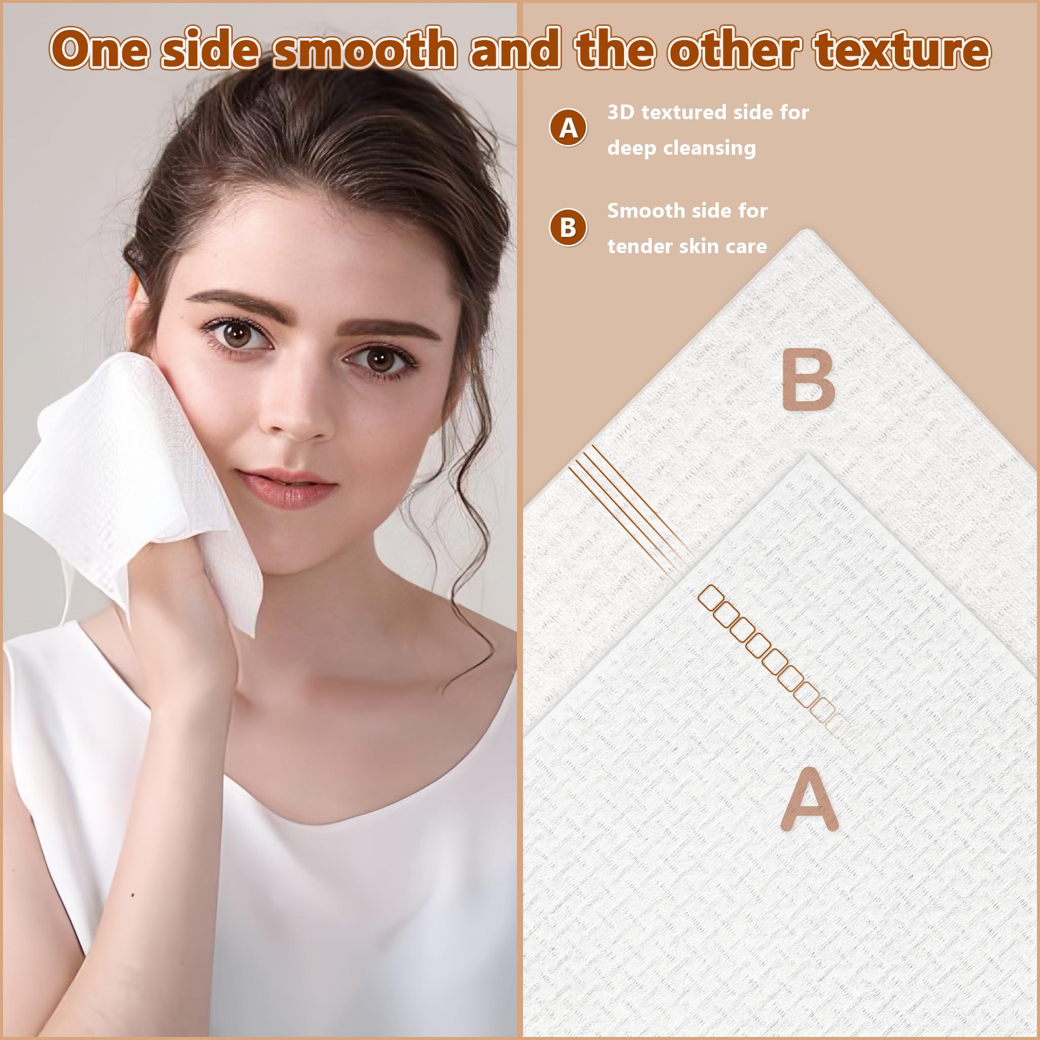 Tohiasen Disposable Face Towel XL Storaged with Luxe Bamboo Box, Face Towelettes Disposable 50 Count, Facial Towel Makeup Remover Cloth and Facial Wash Dry Wipes