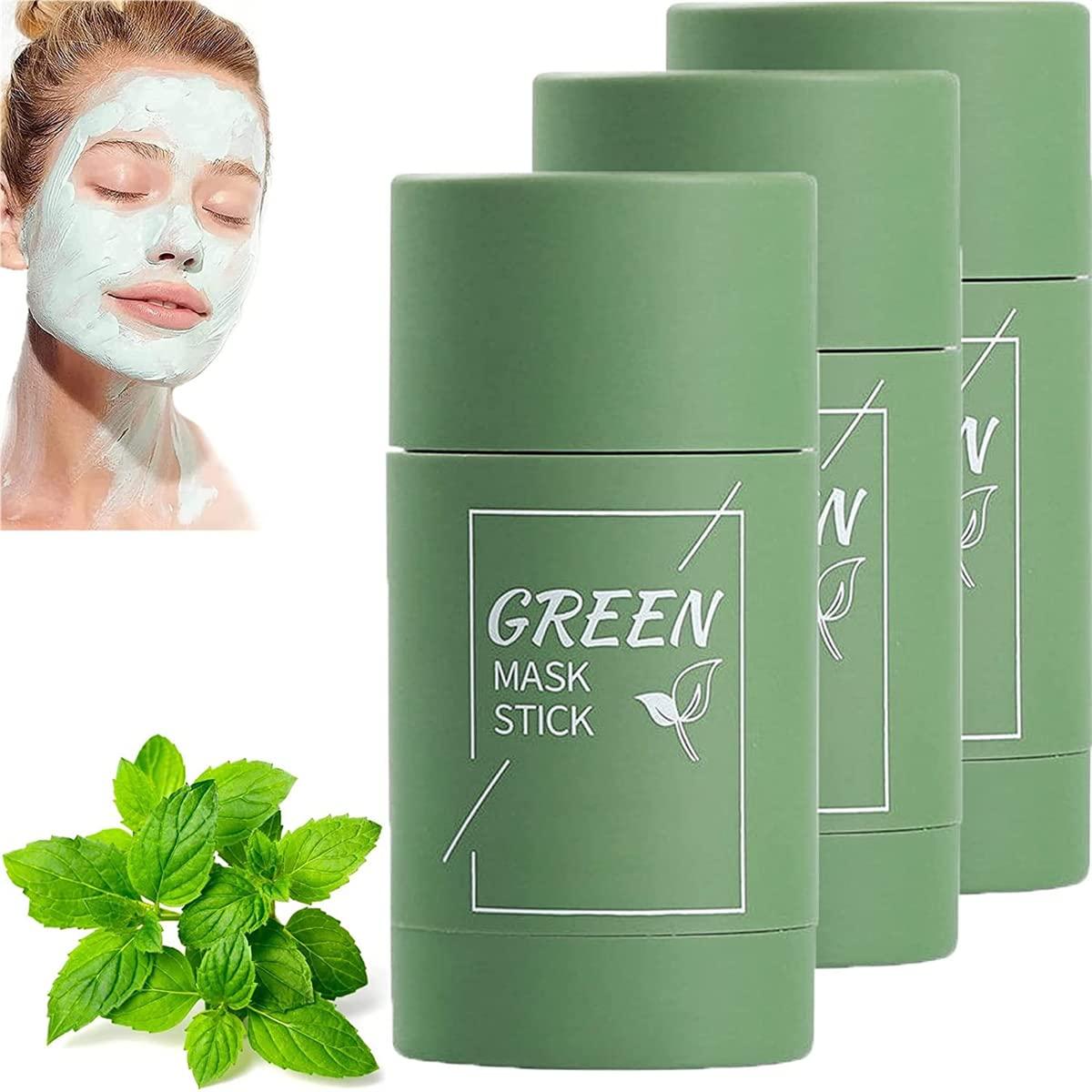 MoriAction Sheneco Green Mask Stick, Whalegrass Green Mask Stick, Poreless Deep Cleanse Green Tea Mask, Green Tea Deep Cleanse Mask Stick, Blackhead Remover, Adjust Water Oil Balance Mud Apply Mask (3pcs)