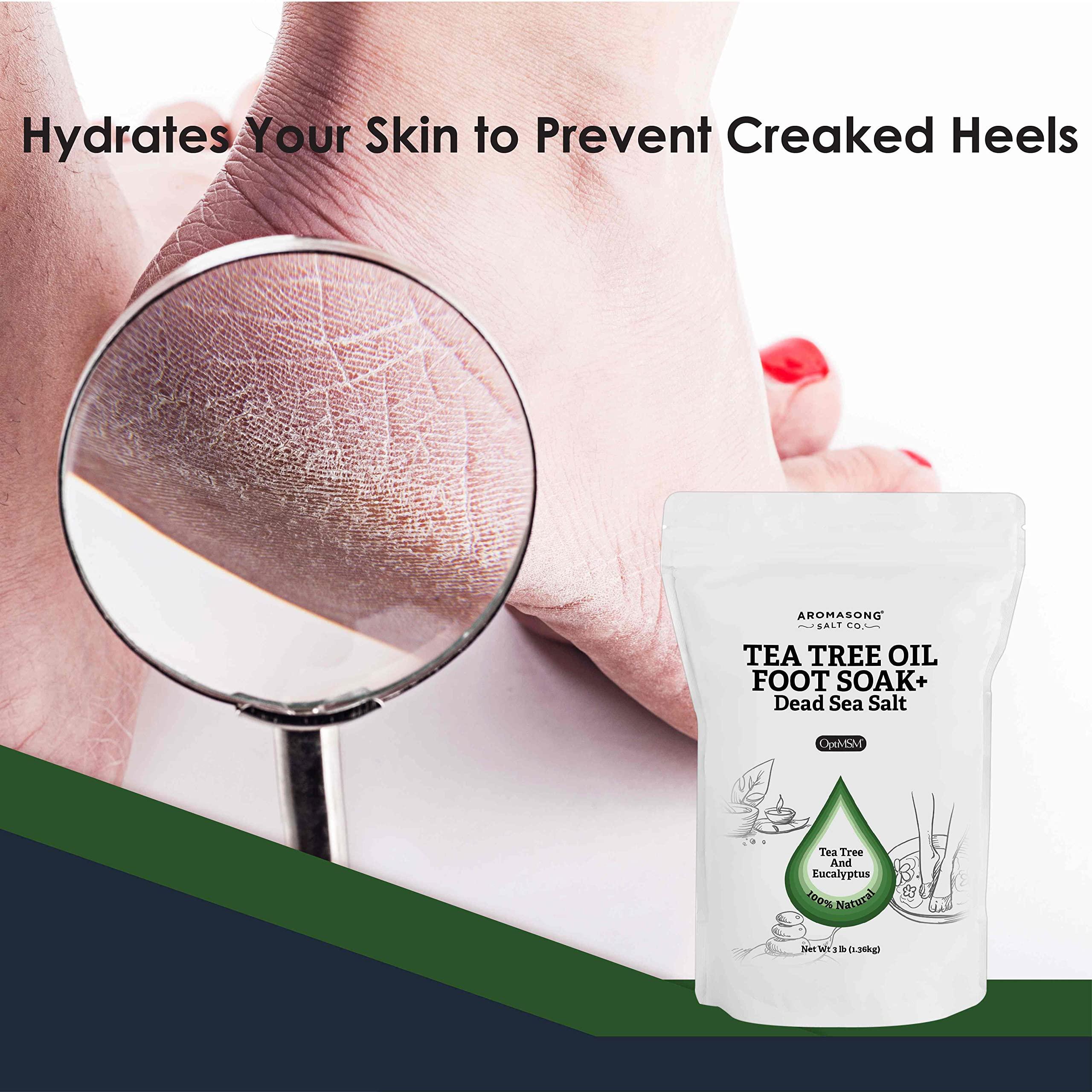 Aromasong Aromasong Tea Tree Foot Soak with Dead Sea Foot Soaking Salts - Pedicure Foot Soak for Dry Cracked Feet - Athlete\'s Foot Soak Callus Remover Soothes Sore Feet - Eliminates Odor - Made In USA