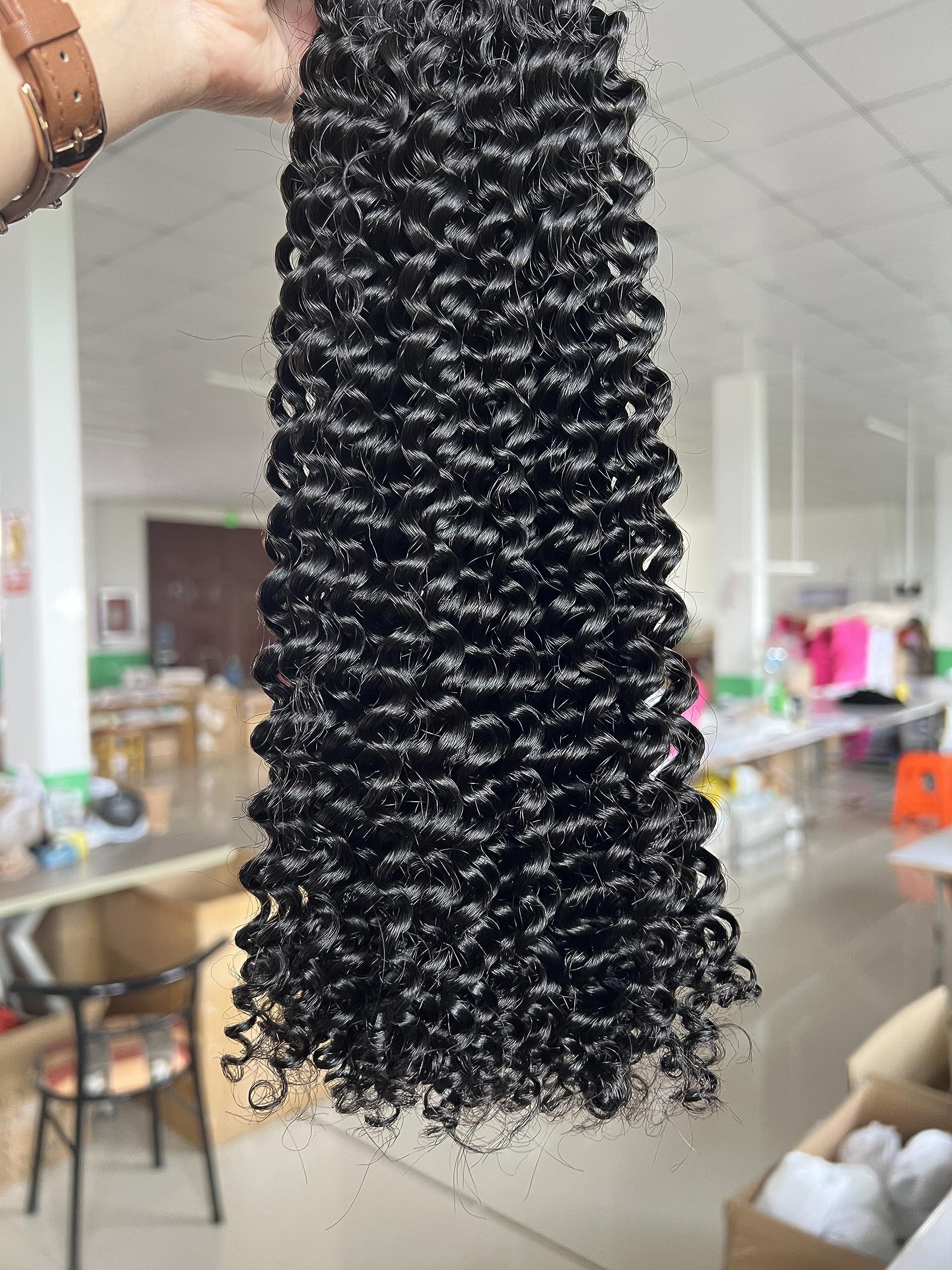 Limited Beauty Micro Bulk Human Hair for Braiding Deep Curly 20 Inch 200g (Pack of 2) Virgin Human Braiding Hair for Micro Braids Hair No Weft Human Hair Braids Extension Double Drown Full End Bulk Hair