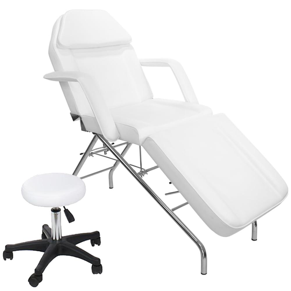 SKINACT SKINACT Basic Facial Chair with Free Stool, Facial Bed, Massage Table (White)