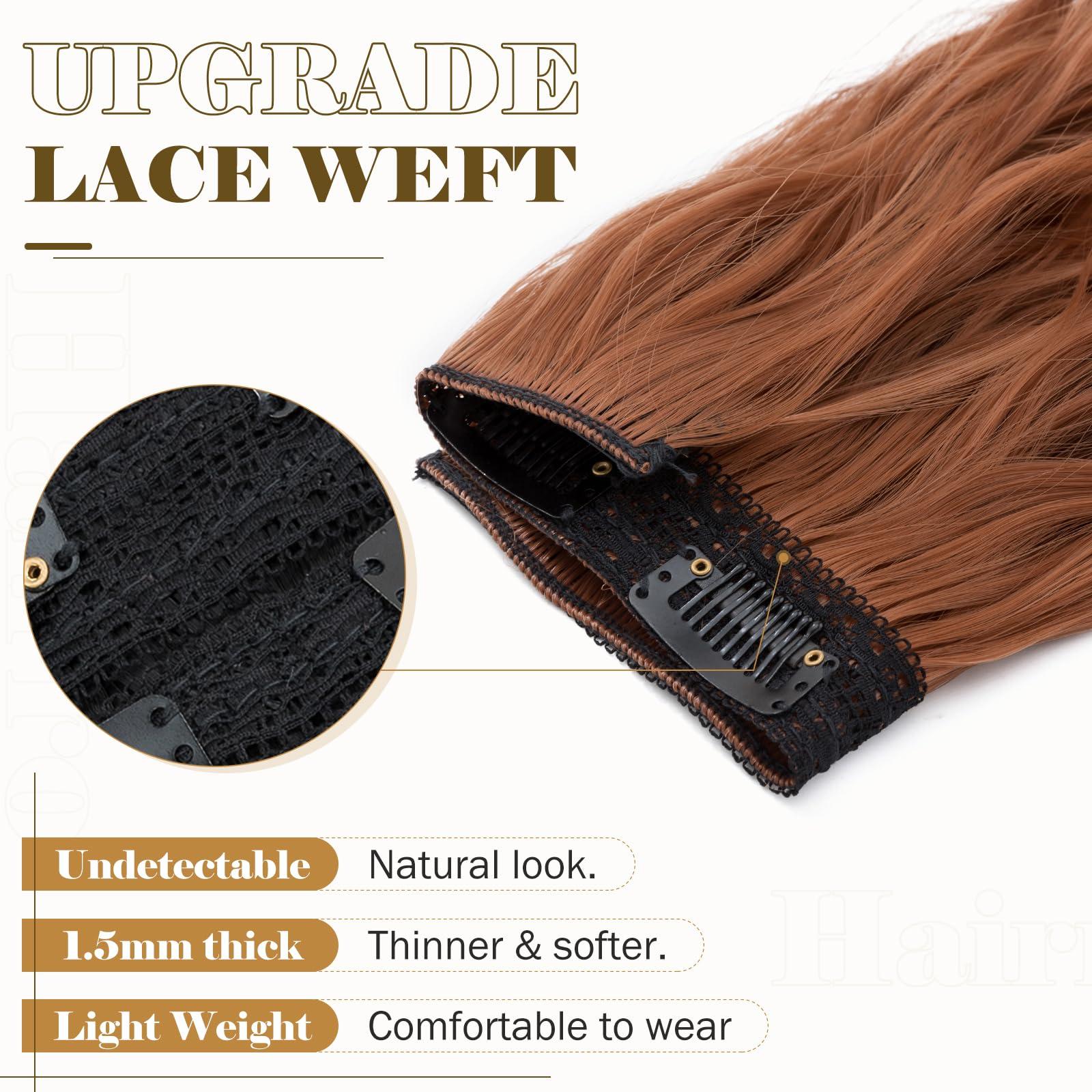 Hairro Hairro Clip In Hair Extensions 5PCS 17 Clips Ginger Copper Red Hair Extensions Synthetic Long Wavy Loose Wave Invisible Lace Weft Clip Ins Hairpiece For Women 24\" 250g #T1439