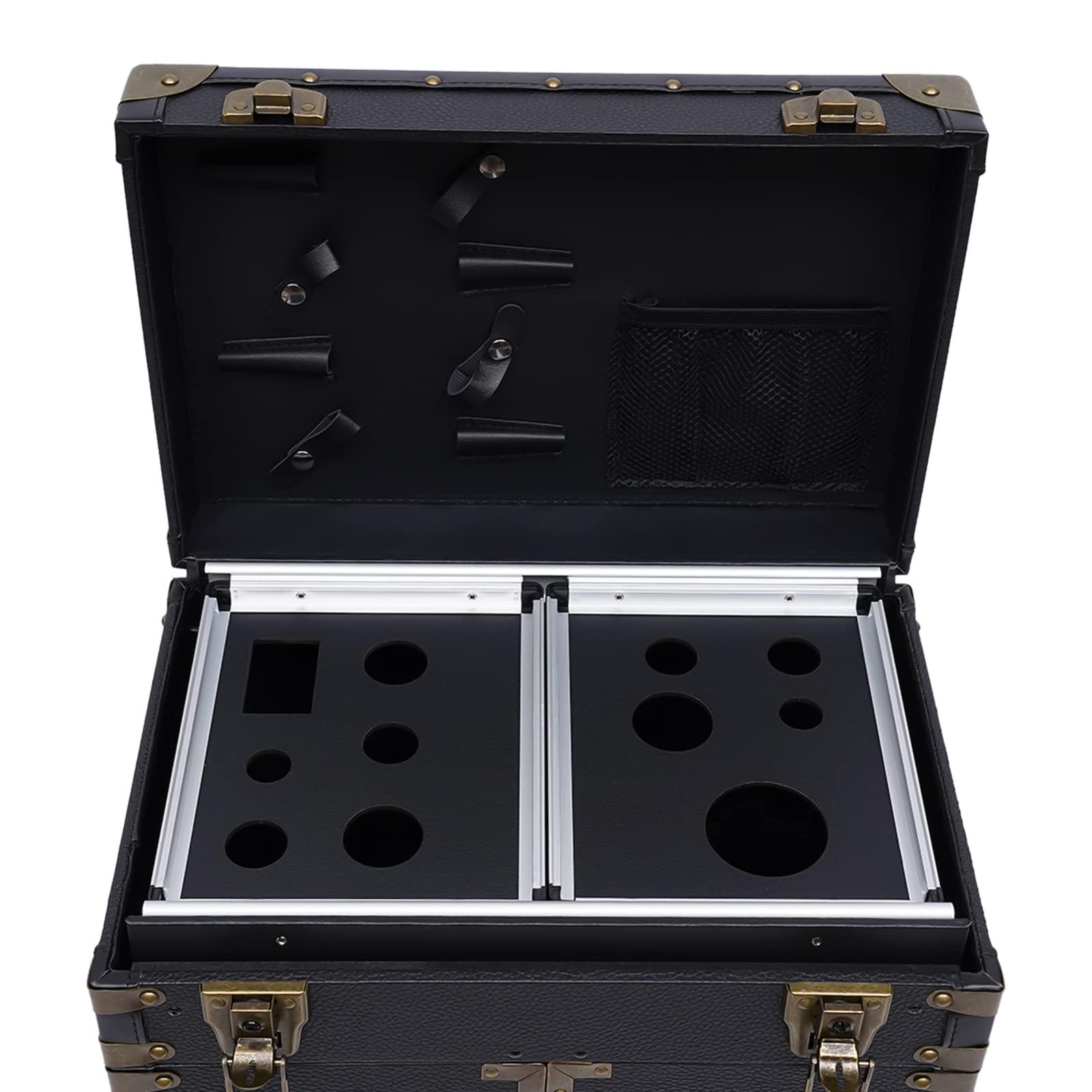 Treliamd Treliamd Beauty Salon Luggage,Rolling Lockable Makeup Train Case, Hairdressing Trolley Stylist Beauty Salon Cosmetic Luggage Travel Organizer Tool Box with Hair Dryer Holder