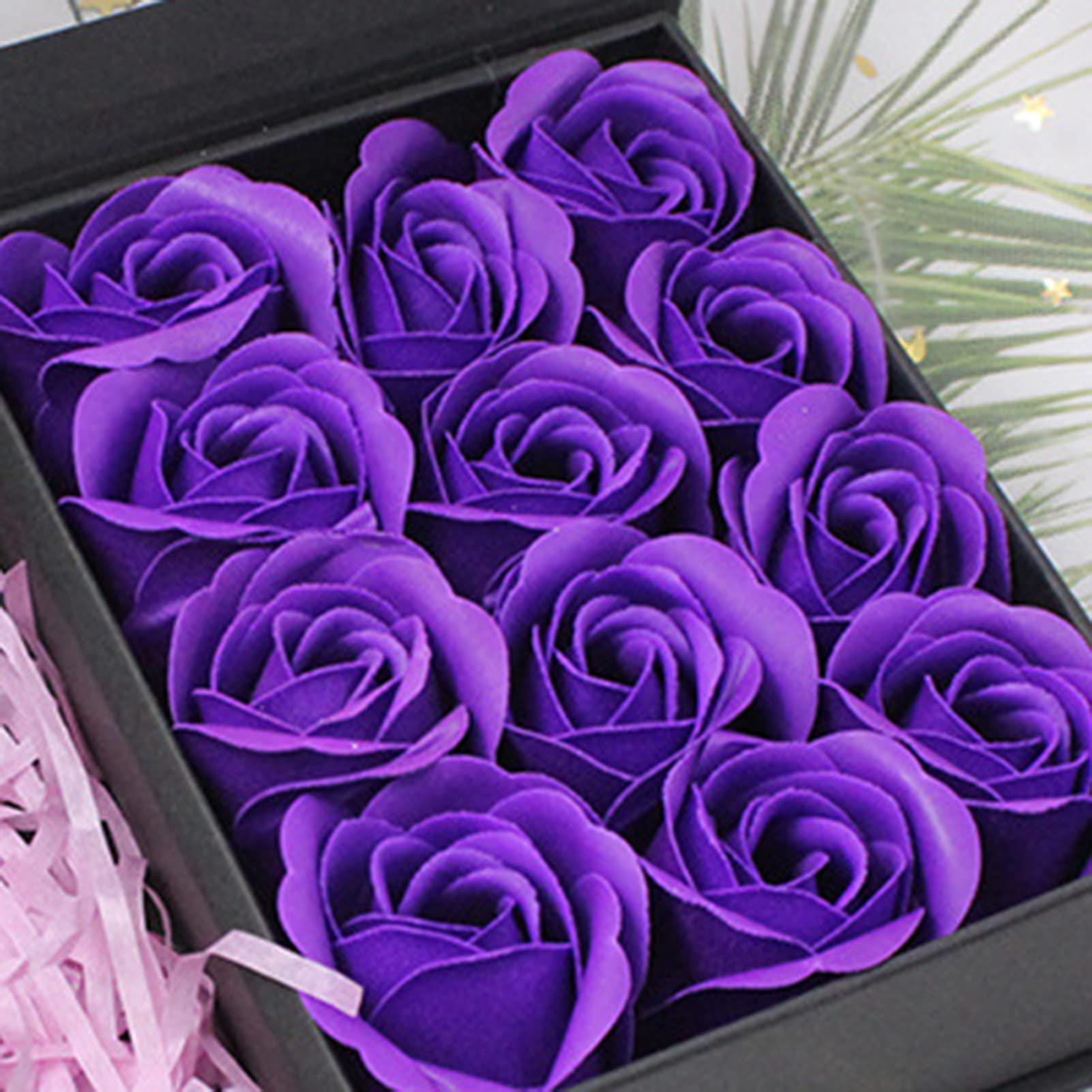 Bluelans Floral Scented Bath Spa Soap Rose Flower Petals Gift Set, Rose Soap Flowers Gifts for Women, Guest Soap Shaped Petals for Women Gifts, Mum Gifts, Valentines Gifts, Birthday Gifts for Her Purple