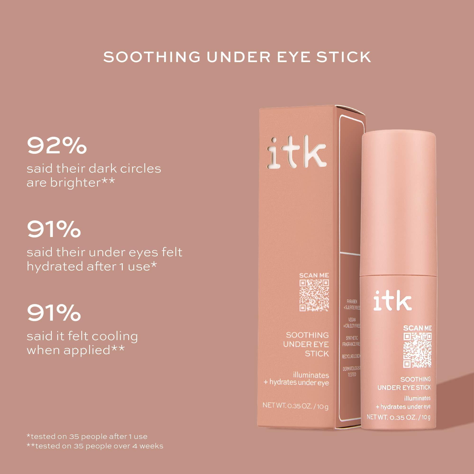 ITK ITK Skincare Caffeine + Aloe Vera Under Eye Stick Balm - Moisturizer for Fine Lines and Wrinkles - Under Eye Treatment Soothes Redness and Hydrates, Brightens, and Soothes Puffy Eyes - 0.5 oz. Stick