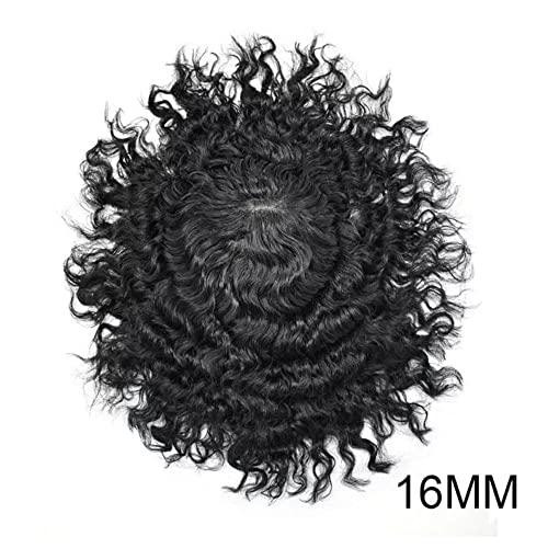 LHC HAIR Man Weave Hair Unit Afro Toupee For Black Men African American Human Hair System Kinky Curly Wavy Afro Mens Toupee Bleached AFRO TOUPEE-AAA-1 0