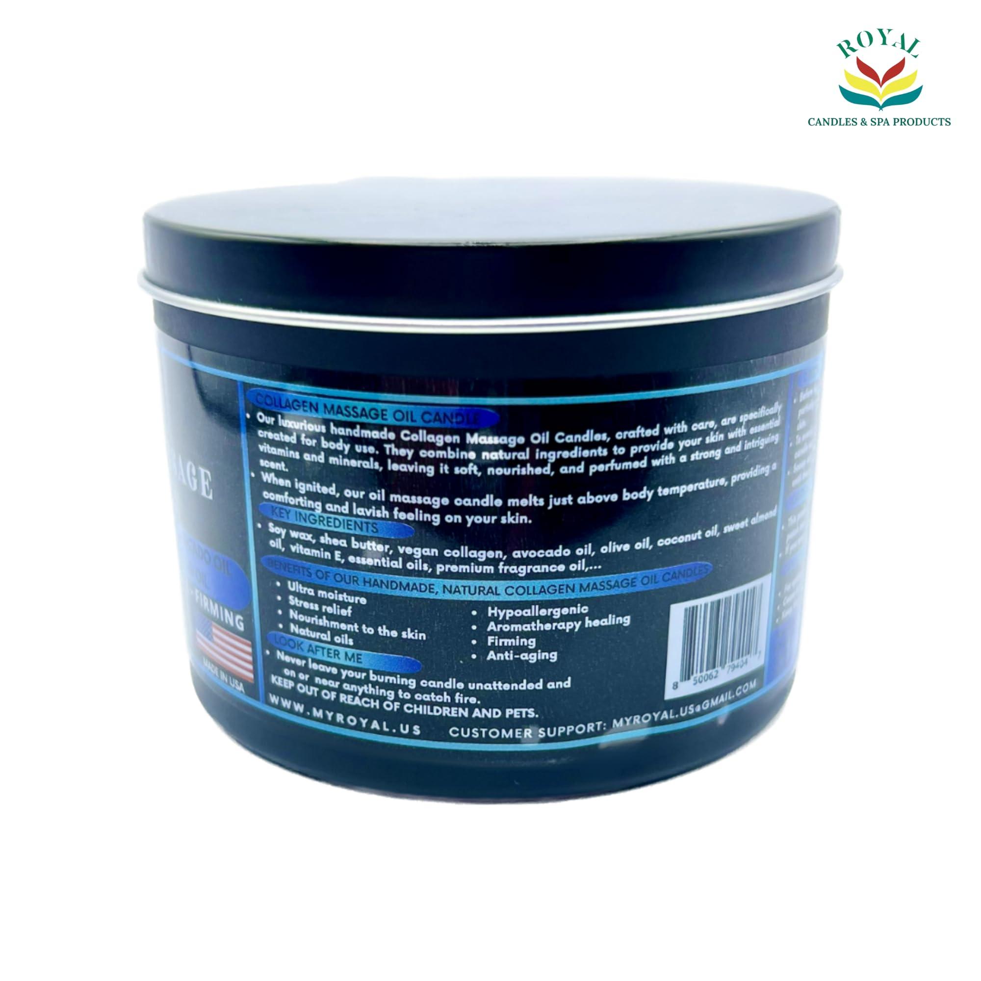 Royal Candles & Spa Products Massage Oil Candle, Body Massage Oil Candle, Candle Massage Oil, Aromatherapy Candle, Couple Massage Oil Candle, 6 oz. with Pouring spout - Lavender Vanilla Scent.