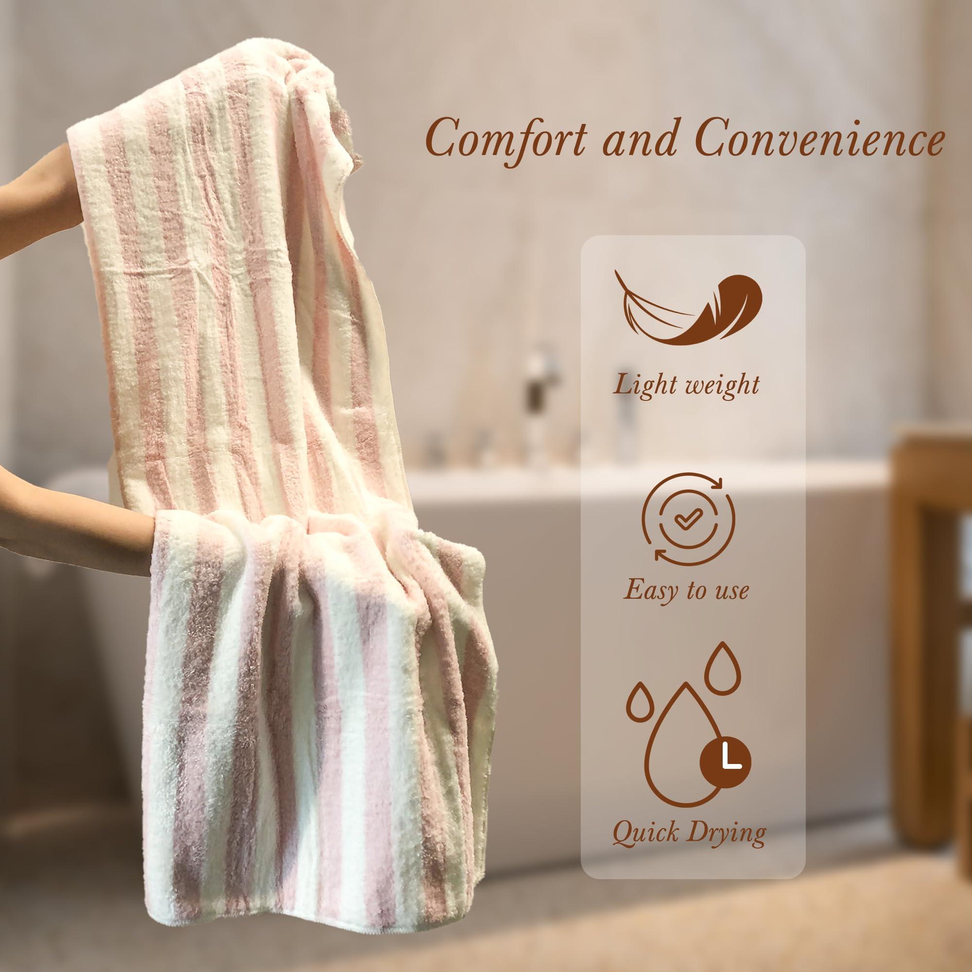 Chloven Chloven Large Microfiber Hair Towel Wrap for Women - 2 Pack Absorbent, Oversized Hair Wrap Towels for Quick Drying - Soft & Gentle Turban Towel for Women - Perfect for Curly, Straight, Thick Hair