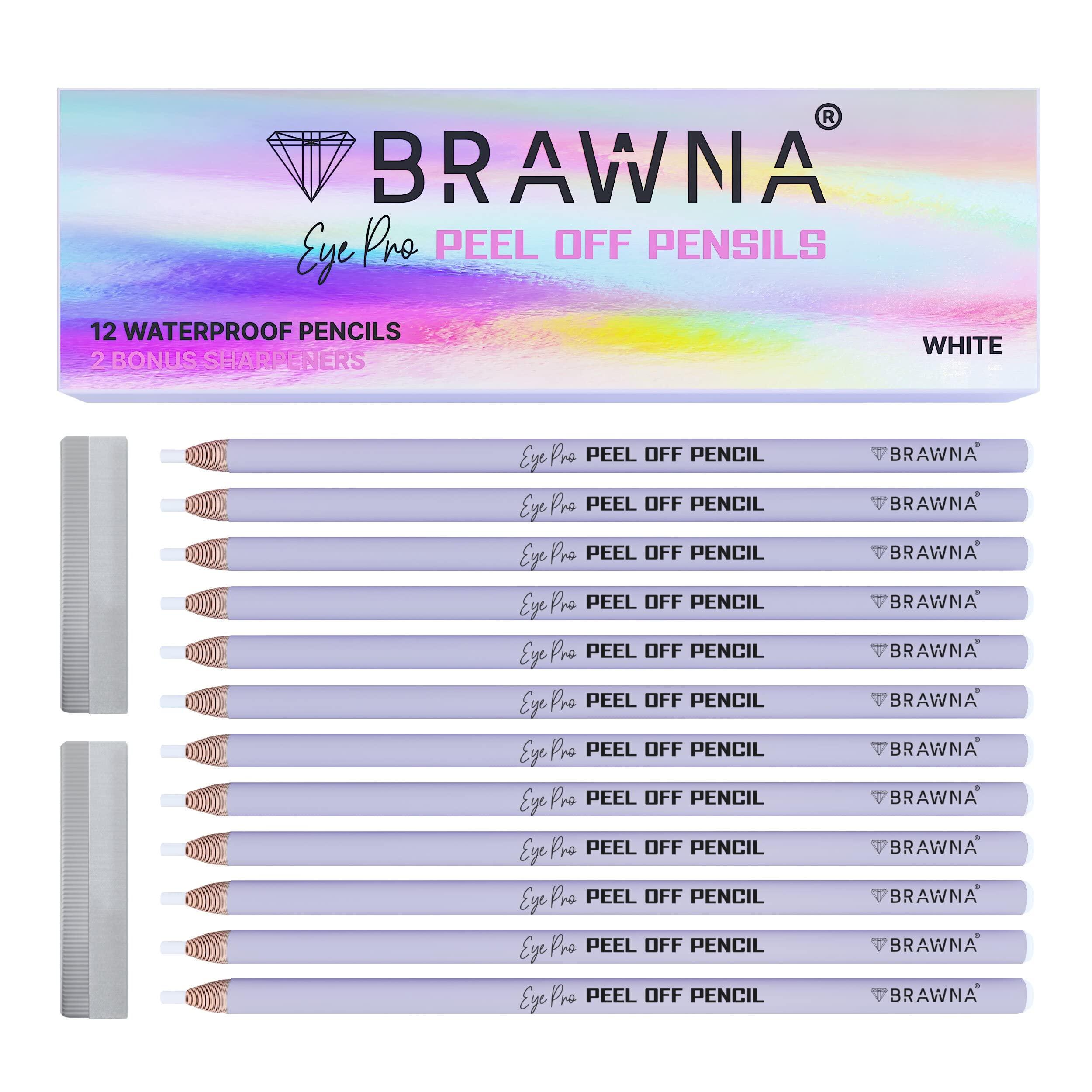 BRAWNA Brawna 12 Pack Brow Pro Peel Off Pencils For Lip & Eyebrow Mapping - Lip Blushing Supplies - Eyebrow Mapping - White