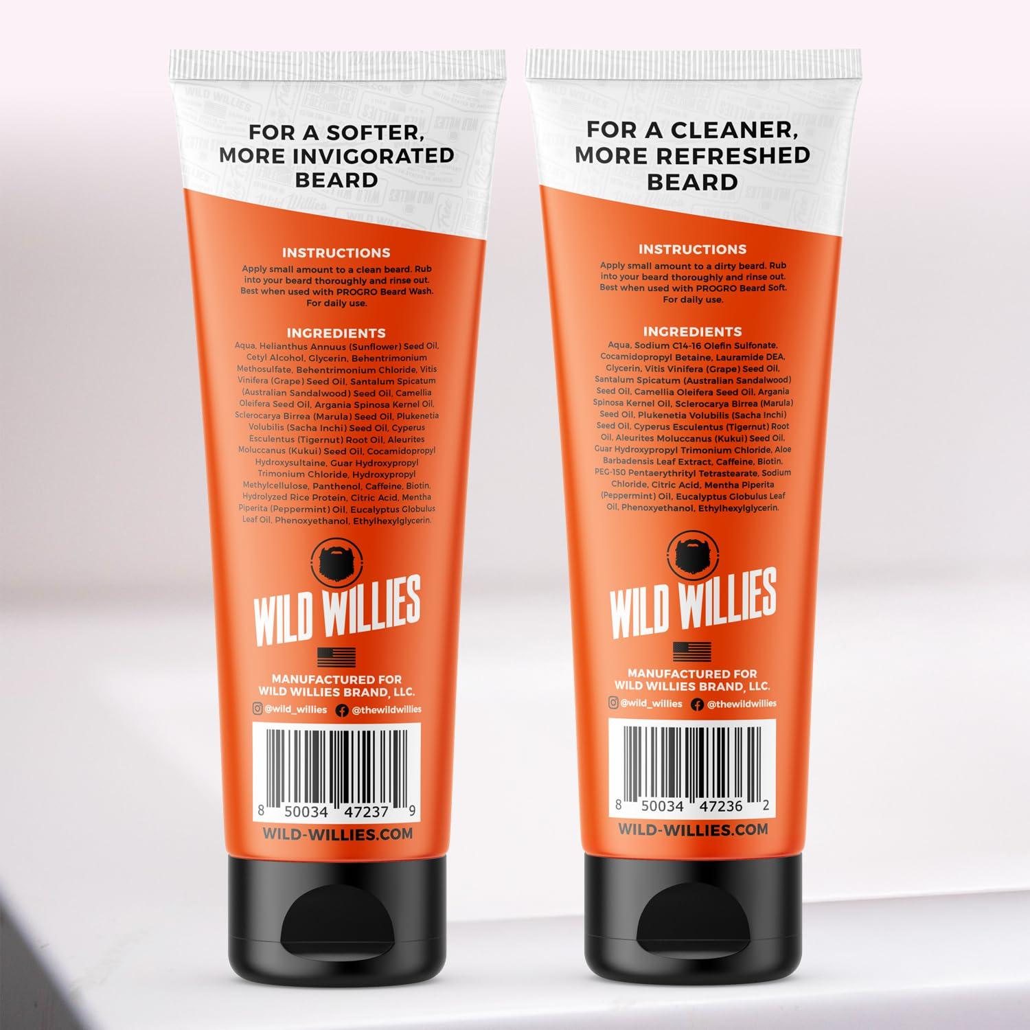 Wild Willies Wild Willies Beard Care Kit, Biotin Fortified Shampoo and Conditioner with Caffeine, Two 4-Oz Bottles, Promotes Healthy Beard Growth