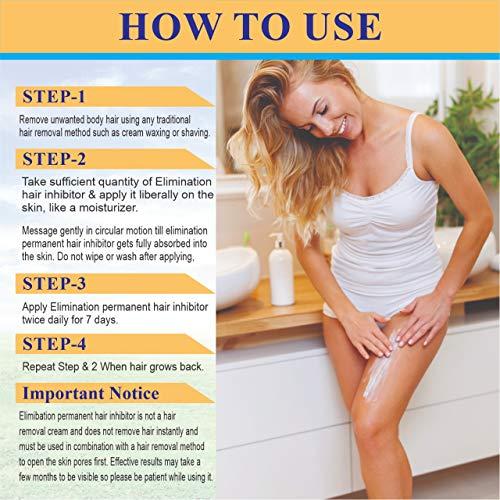 Elimination Elimination Natural Hair Inhibitor for Permanent Reduction of Unwanted Body & Facial Hair in Men & Women - Pack of 1