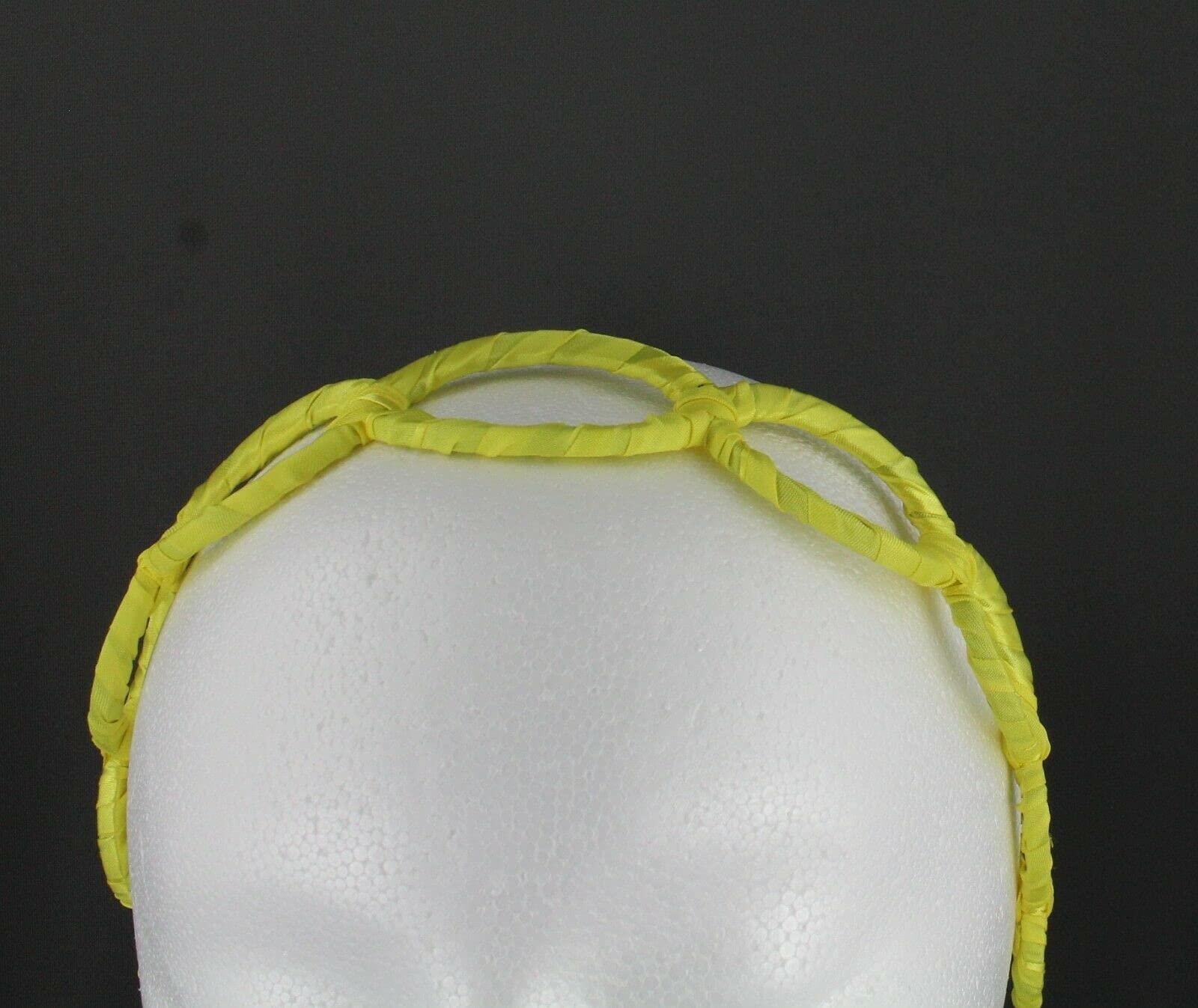 Wholesale Fashion HairClip Yellow Satin Wrapped Fabric 1 3/8" Wide Headband Oval Chain Link Cut Out Pattern Fashion hair Accessories for Women