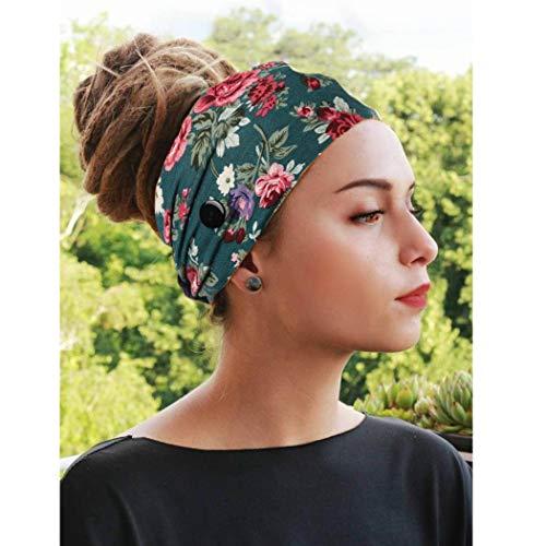 Bohend Bohend Boho Button Headband Wide Stretchy Daily Use Knotted Headwear Sport Athletic Yoga Gym Hair Accessories for Women and Girls(3pcs) (J)