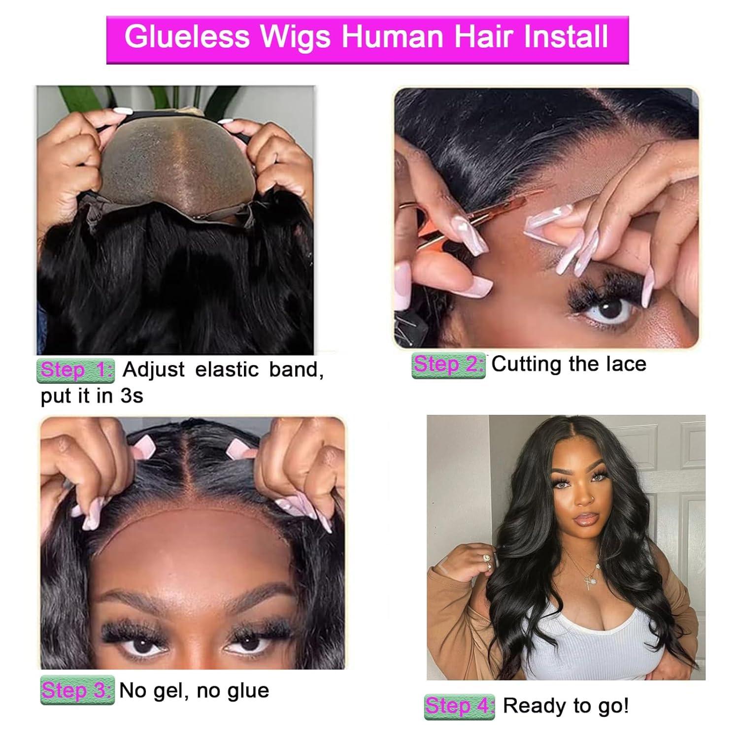 Bestdilin 30 Inch Wear and Go Glueless Wigs Human Hair Pre Plukced Pre Cut 8x5 HD Lace Closure Wigs Human Hair for Women 220% Density Ready to Wear Glueless Body Wave Lace Front Wigs Human Hair No Glue Wigs