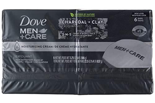 Dove Dove, Men Bar Soap Charcoal + Clay, 4 Ounce (Pack of 6)