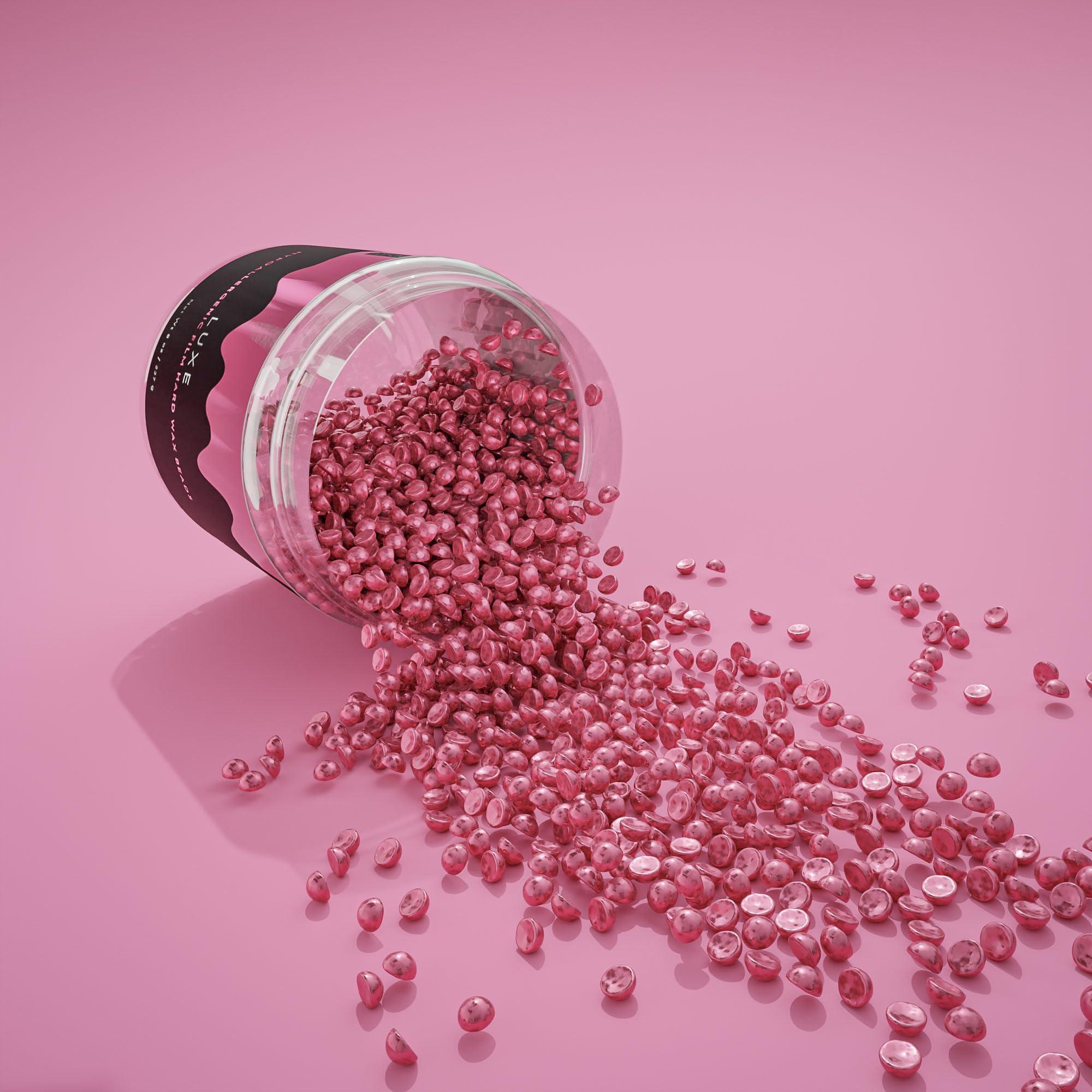 Miss Cire Miss Cire Metallic Pink Hypoallergenic Vegan Hard Wax Beads - Painless Hair Removal Peel-Off Wax - No Strips Needed - Low melting Point - Ultra Smooth - For Sensitive Skin - Face and Body - 8 Oz