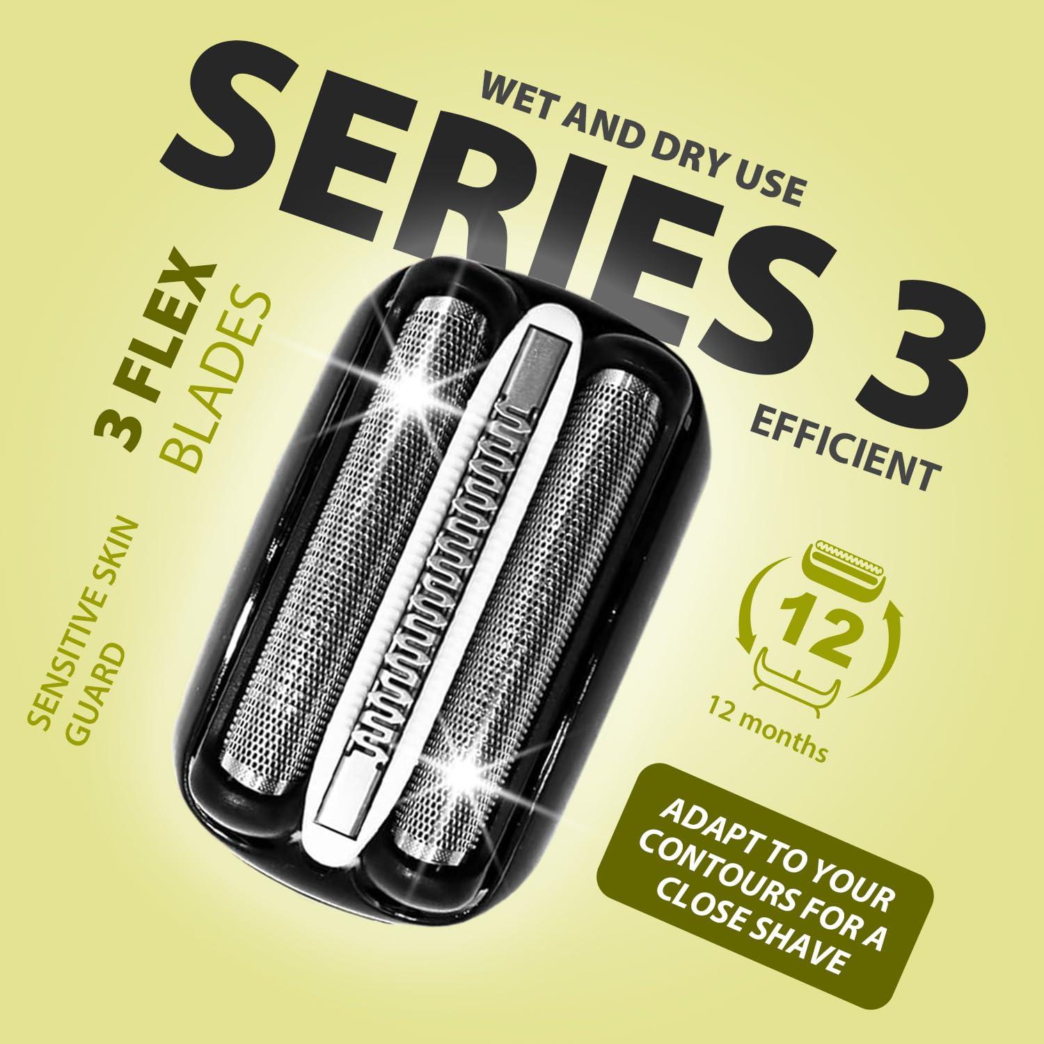 Muyfguo 2Pack 32B Series 3 Electric Shaver Replacement Head Accessories for Braun S3 Foil & Cutter Razor Heads, Applicable for Braun S3 3040s 3010s 310s 3000s 3050cc 3080s 390cc Etc