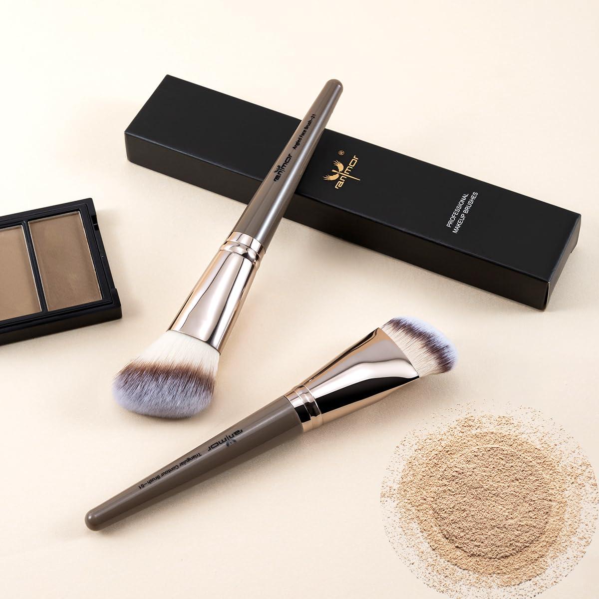 anmor Anmor Contour Brush Set, Premium Contour Blush Bronzer Face Makeup Brush, Perfect For Cheek Jaw Nose Blending Contouring Polishing, Suitable For Powder Liquid Cream(Angled and Triangular Contour Brush
