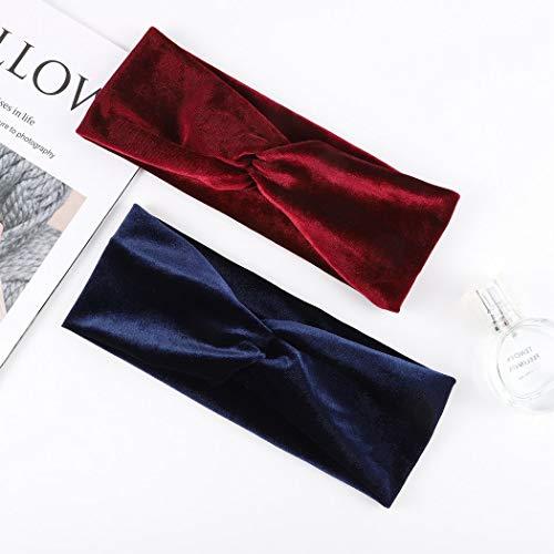Bomine Bomine Boho Criss Cross Headbands Velvet Stretch Turban Head Wraps Knotted Headband Twisted Hair Scarf Outdoor Sweatband Fashion Headwrap Hair Bands Headpieces for Women and Girls 2Pcs