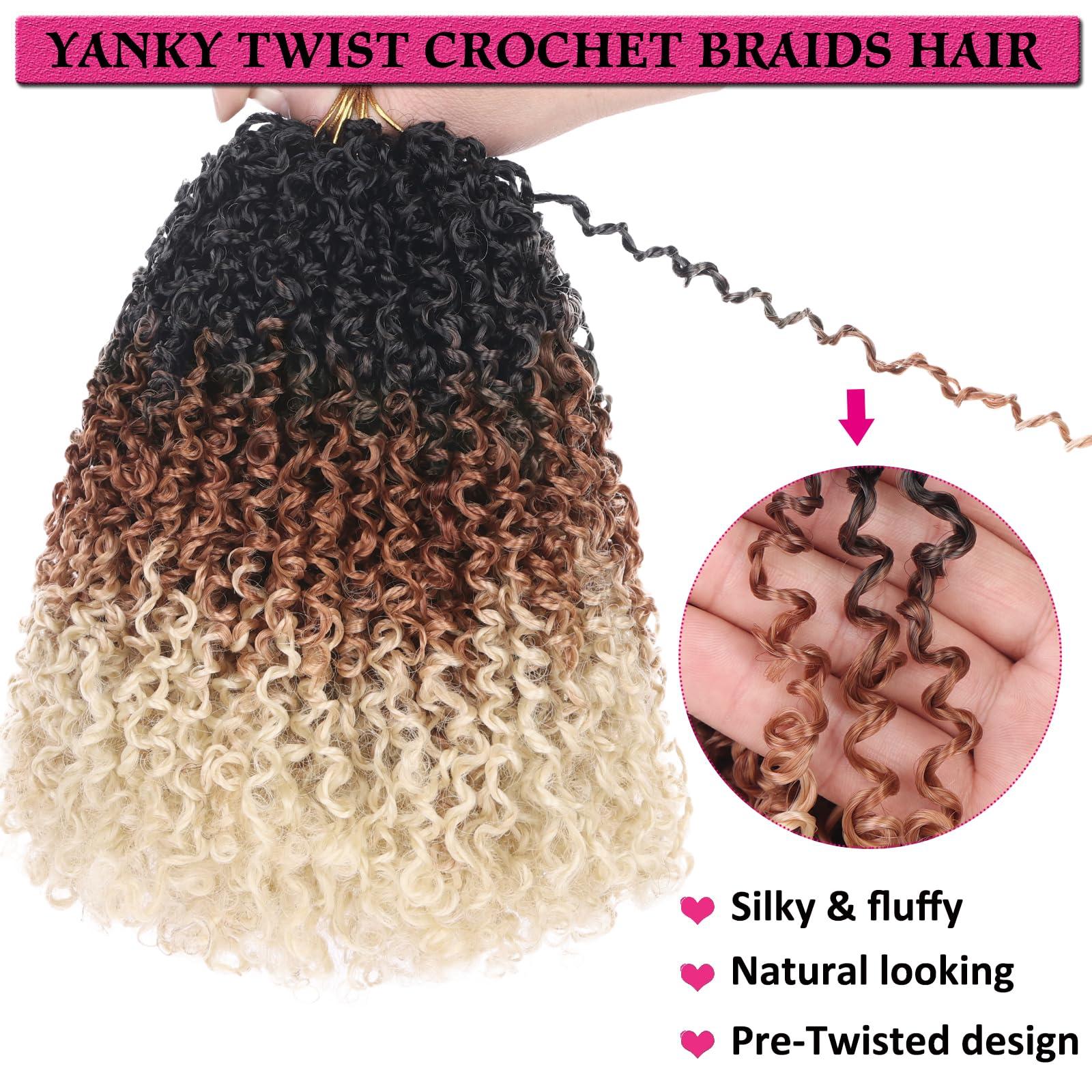 Union Beauty Unionbeauty 8Inch Pre Twisted Yanky Twist Crochet Hair 8Bundles Micro Passion Twist Crochet Braids Hair with Bouncy Pre-looped Twist Crcochet Braid Synthetic Marlybob Braiding Hair Extensions 1B30613#