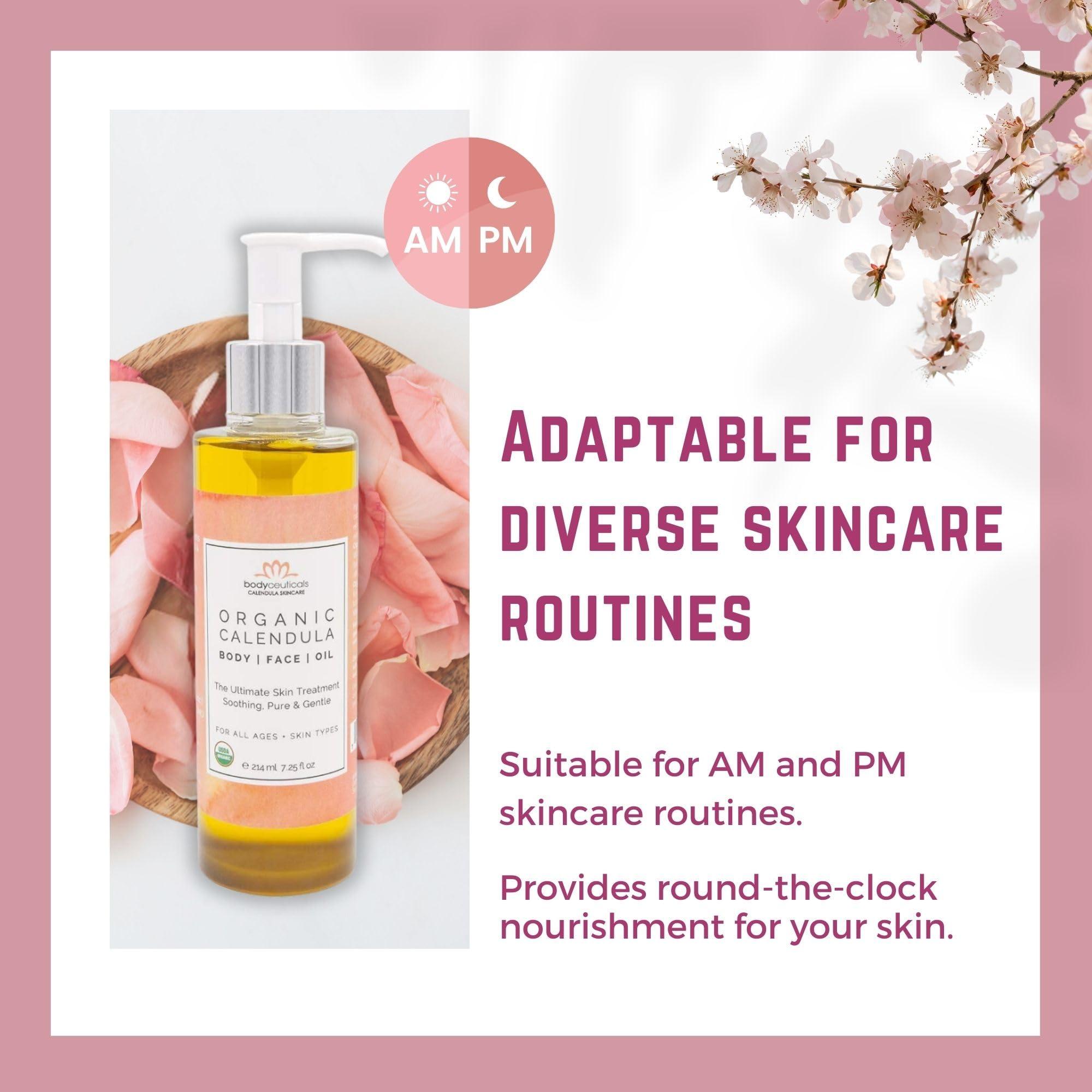 Bodyceuticals Calendula Skincare, Bodyceuticals Ca Bodyceuticals 100% Certified Organic Calendula Oil - High Potency Farm Fresh Flower & Olive Oil | Moisturizing Skincare & Repair| Non-GMO | Vegan | Kosher | Wheat-Free | Gluten-Free | Soy-Free | 7.5oz