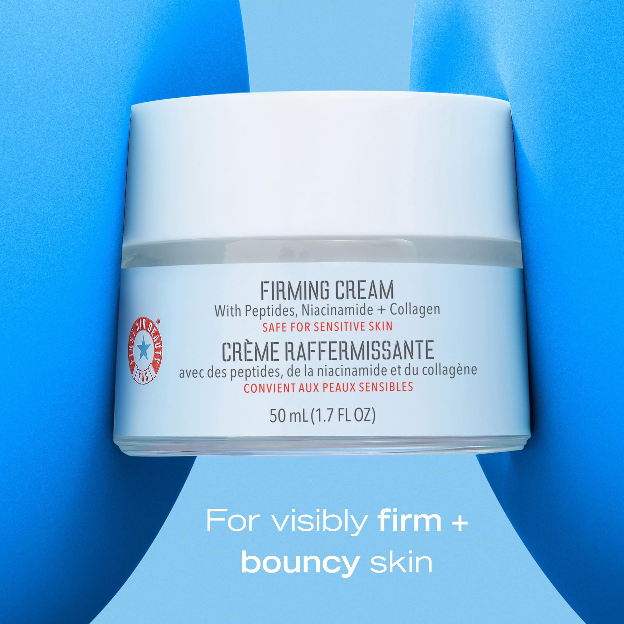 First Aid Beauty First Aid Beauty - Firming Collagen Cream with Peptides & Niacinamide, Ultra-Rich Plumping Moisturizer, Hydrates & Visibly Firms, Non-Comedogenic, Safe for Sensitive Skin, 3.5 oz