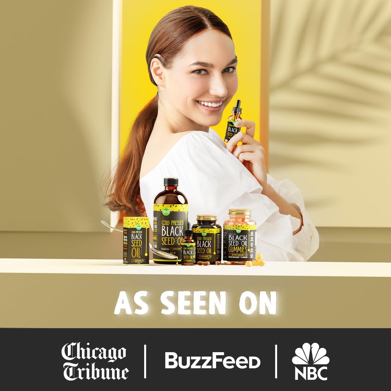 Maju Superfoods Maju Superfoods Black Seed Oil - 3 Times TQ, Cold-Pressed, Travel Size, 100% Turkish Black Cumin Seed Oil, Liquid Pure Blackseed, Glass Bottle, 2 Oz