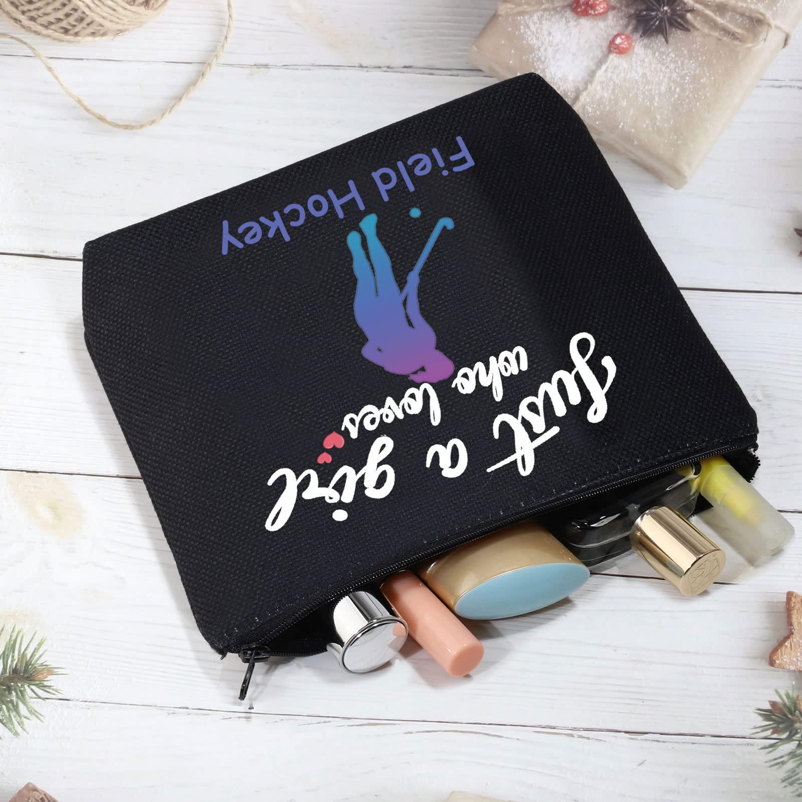 CMNIM CMNIM Field Hockey Gifts Field Hockey Player Gifts Field Hockey Makeup Bags Cosmetic Travel Bags Inspirational Gifts (Field Hockey Bag black)