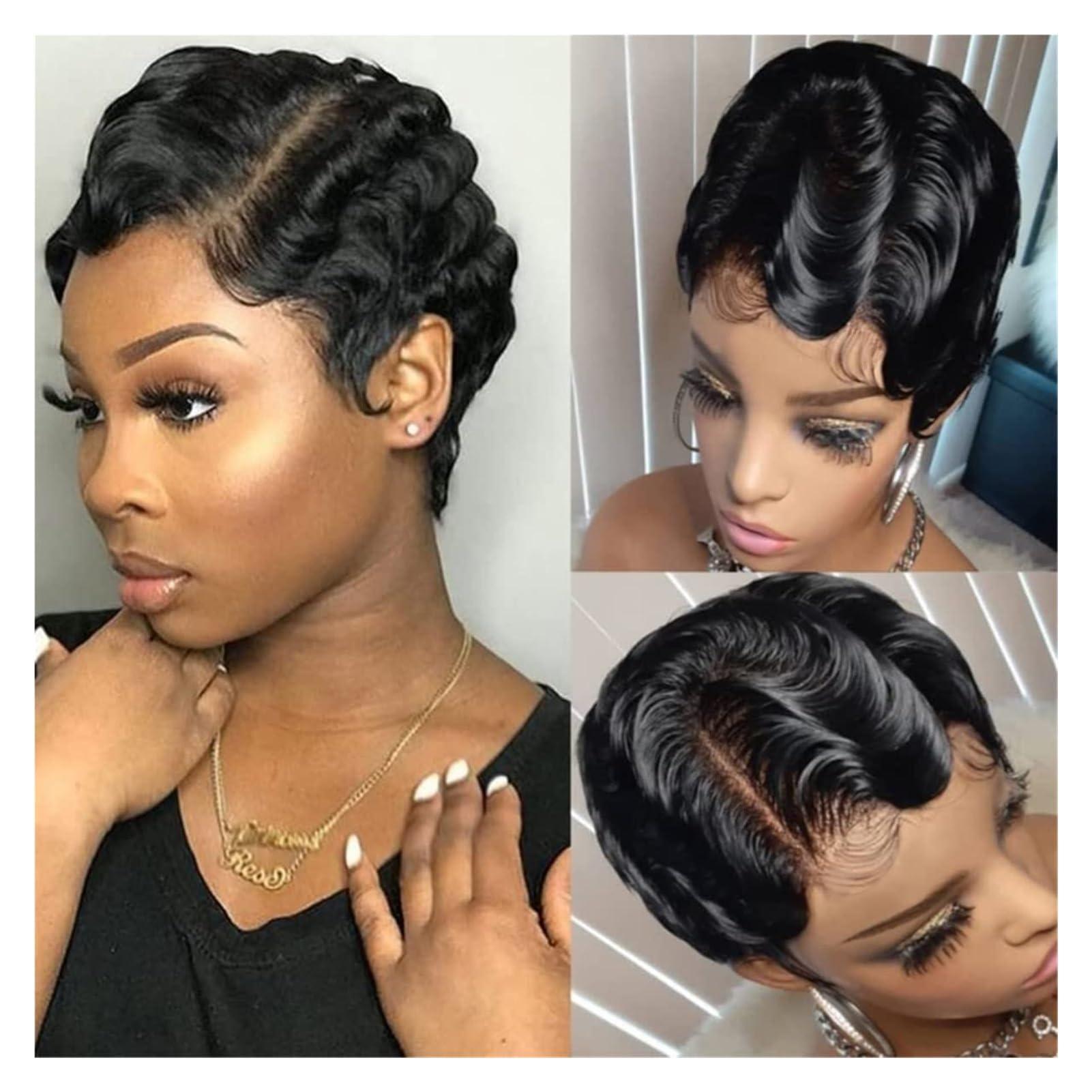 WYNSJDBB WYNSJDBB wigs Short Curly Lace Front Wigs Human Hair,Short Curly Human Hair Wig For Women Bob Curly Black Wig Wig for Daily Party natural