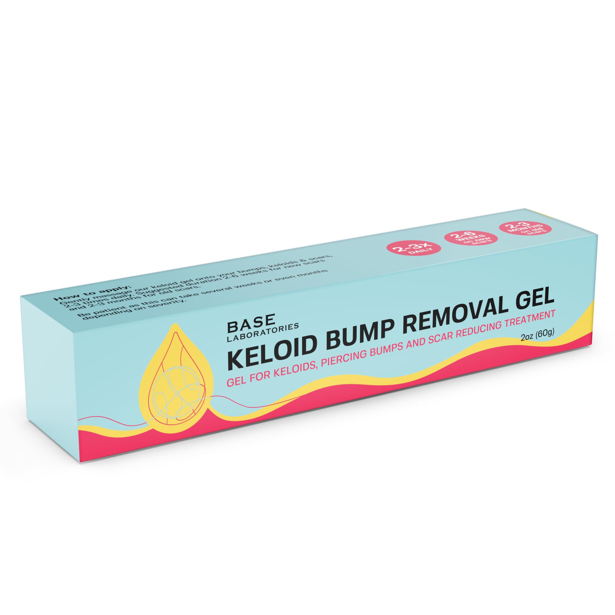 BASE LABORATORIES BASE LABORATORIES Keloid Bump Removal Gel | Natural Piercing Bump Treatment & Keloid Scar Gel | Keloid Scar Removal for all Scars, Keloids & Piercing Bumps | Soothing Piercing Aftercare Gel | 2 oz