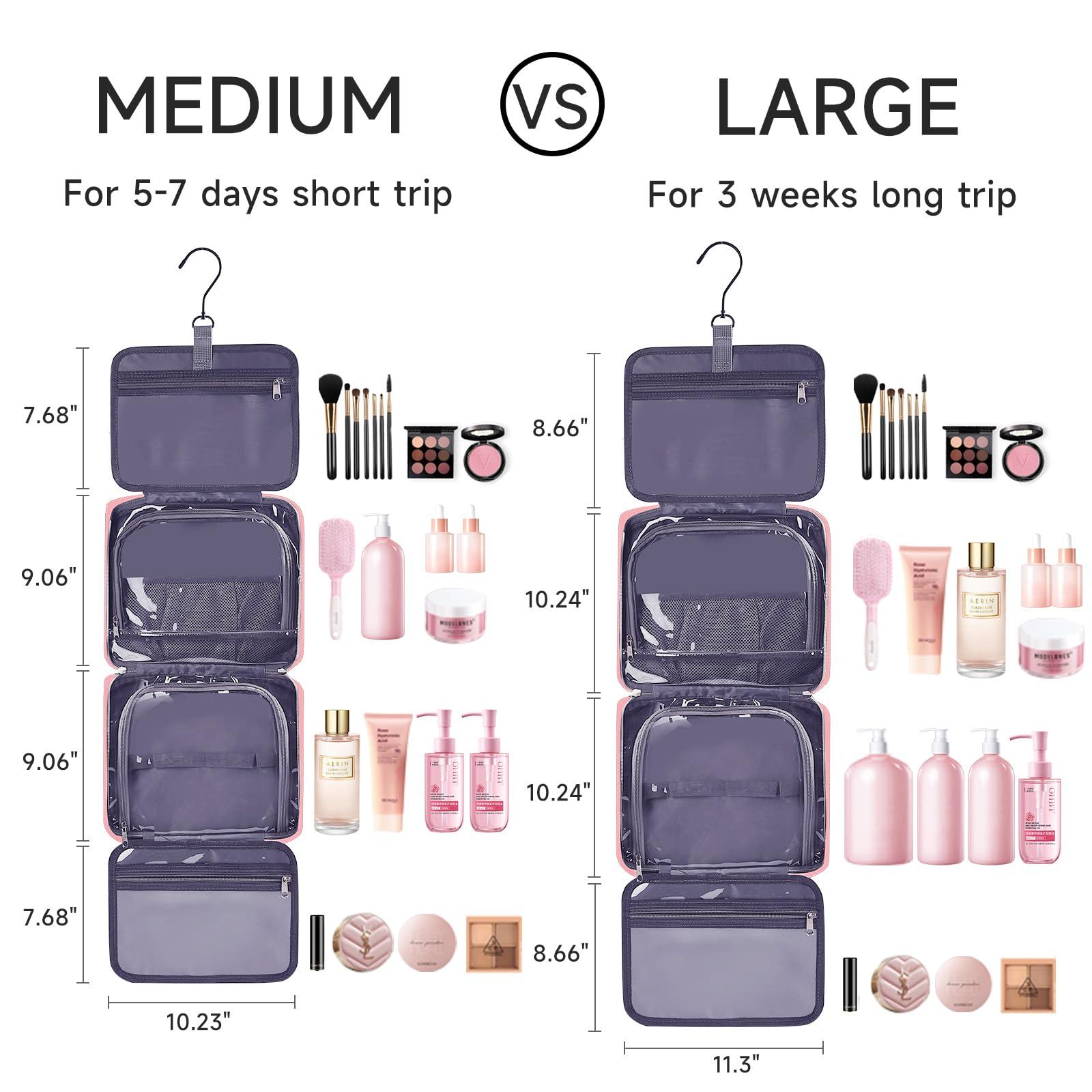 MARIKALIFE MARIKALIFE Travel Toiletry Bag, Hanging Toiletry Bag for Women, Cute Makeup Cosmetic Case Organizer for Accessories, Full Sized Toiletries-Pink