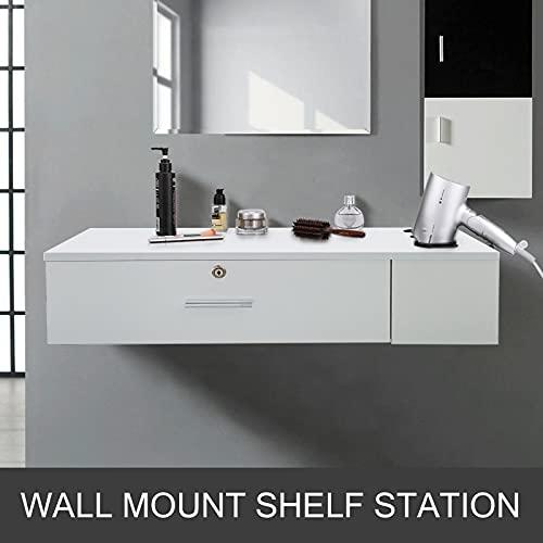 VEVOR VEVOR White Salon Wall Mount Stations Styling Classic Locking Storage Beauty Salon Spa Equipment Barber Stations
