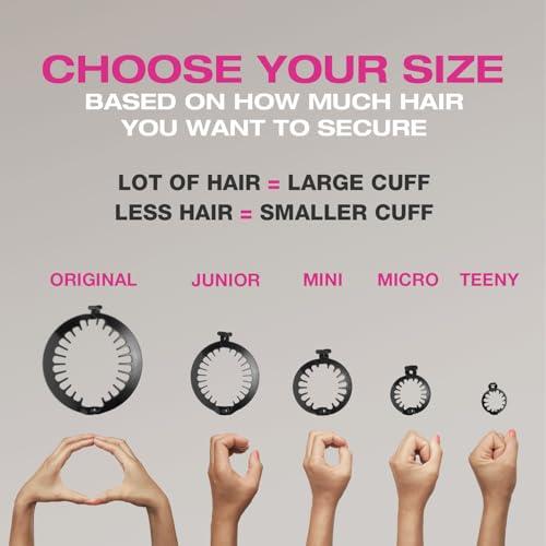 PuffCuff PuffCuff Junior 3\" Hair Clamp, For All Natural Curly, Thick, Kinky, Textured, Locs, or Braided Hair, Painless, Damage-Free Styling Tool Made Specifically for Big Hair, Black, 2 Pieces