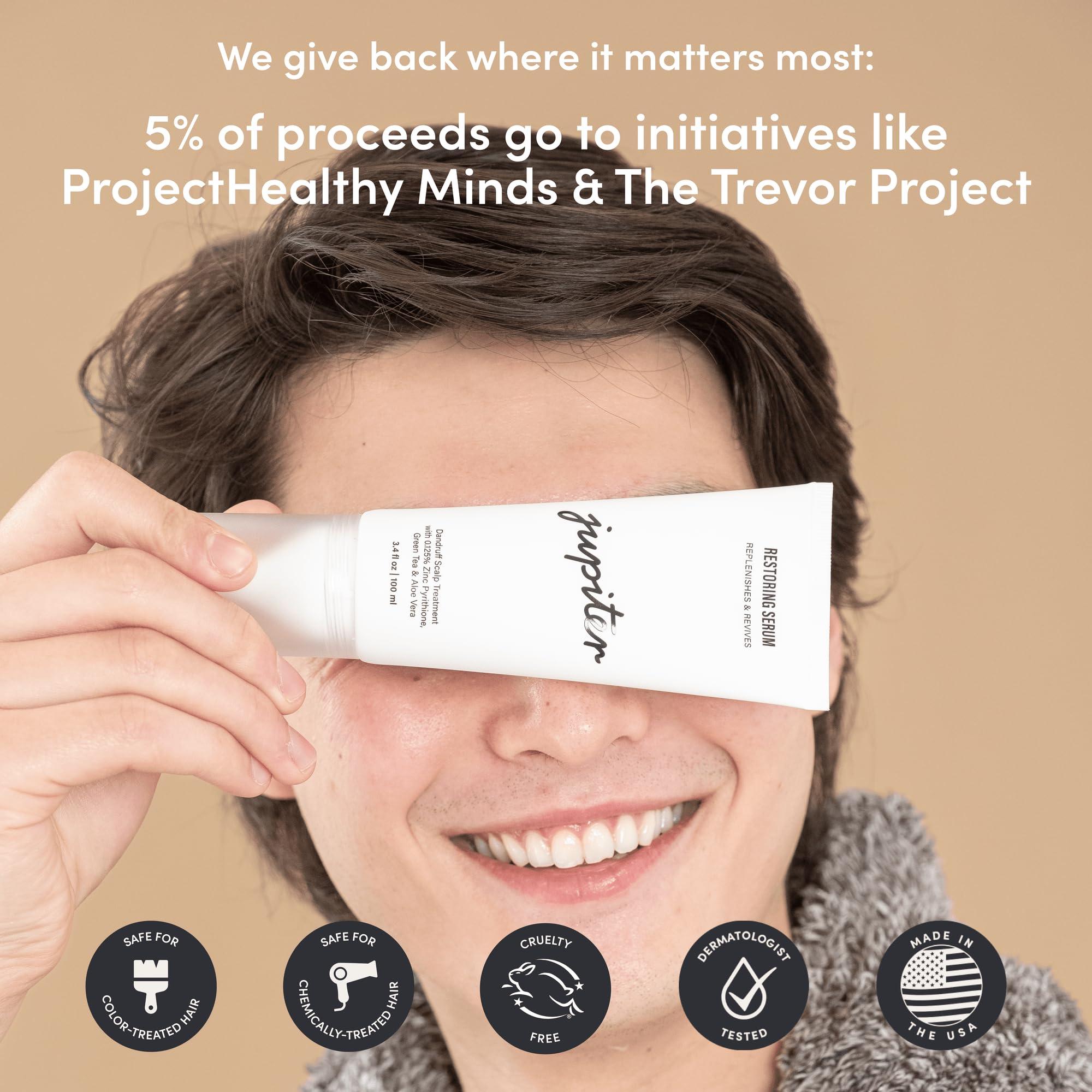 Jupiter Jupiter Anti-Dandruff Shampoo and Serum, for Women & Men, Dermatologist-Formulated for Flaky, Itchy, Oily, & Dry Scalp, Sulfate-Free, Vegan, Color-Safe, & Paraben-Free, Shampoo with Zinc