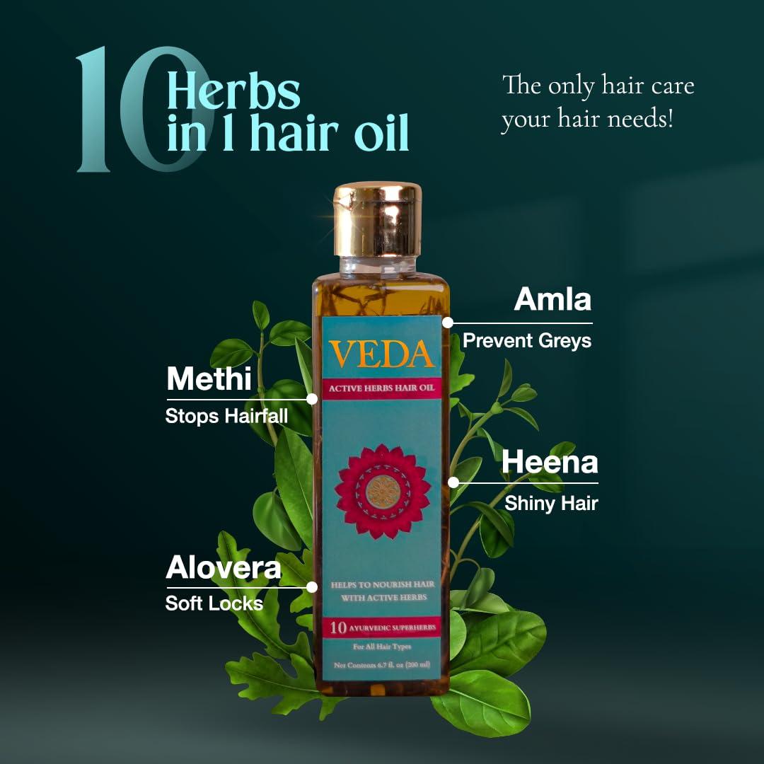 VEDA VEDA Active Herbs Hair Oil | Hair Growth Oil | Infused with Herbs | 200ml