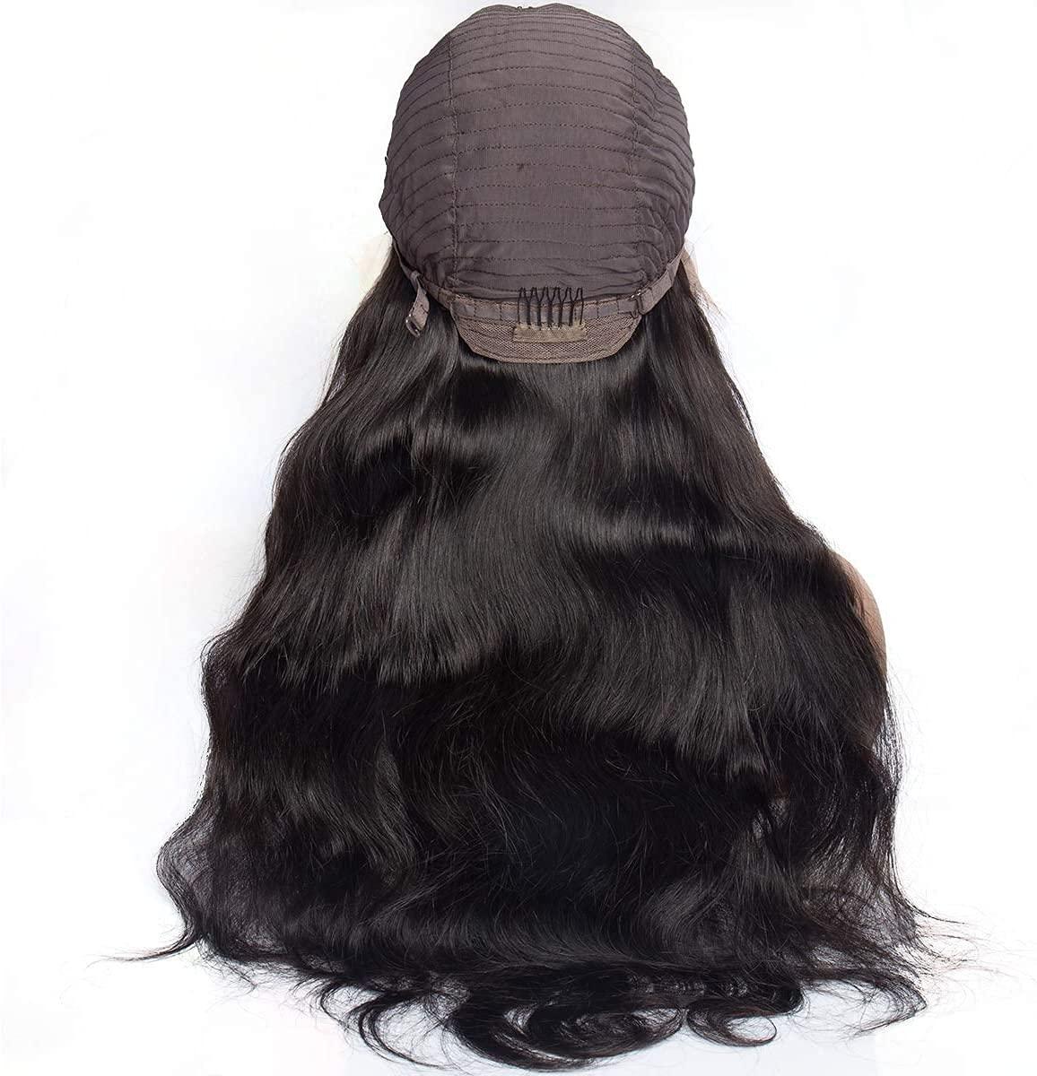 L/W 360 Lace Frontal Wig Cap with Baby Hair Body Wave Brazilian Virgin Hair 100% Unprocessed Human Hair Wigs for Black Women 150% Density (22inch)
