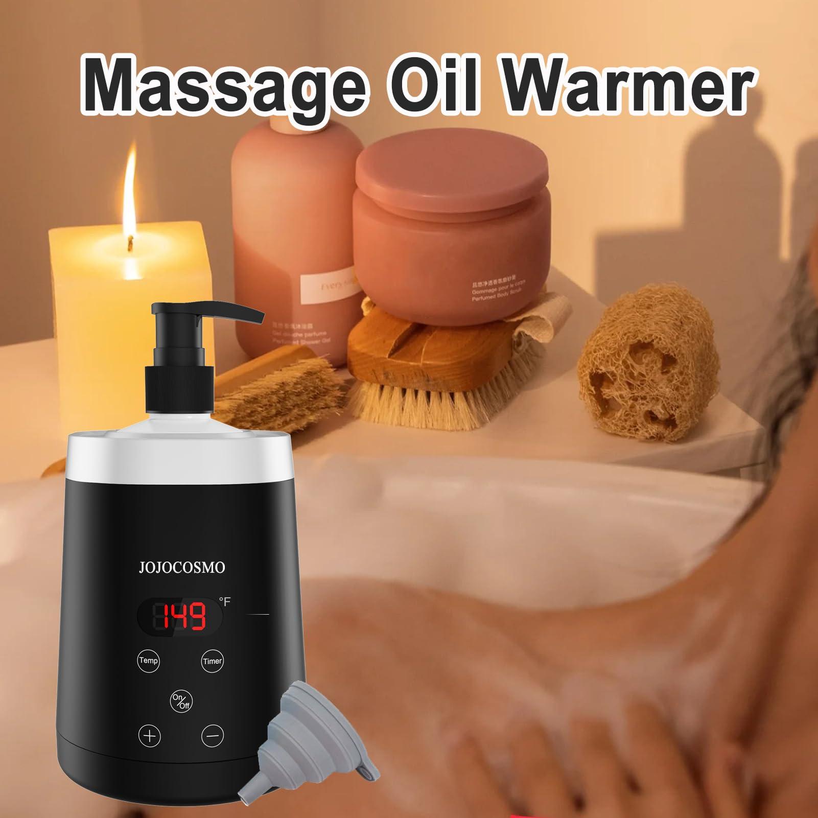 JOJOCOSMO JOJOCOSMO Massage Oil Warmer Bottle Professional Massage Lotion Heater for SPA, Automatic Warmer Heated Oil Lotion Cream for Salon, Home, with Two Oil Bottle Dispenser (White)