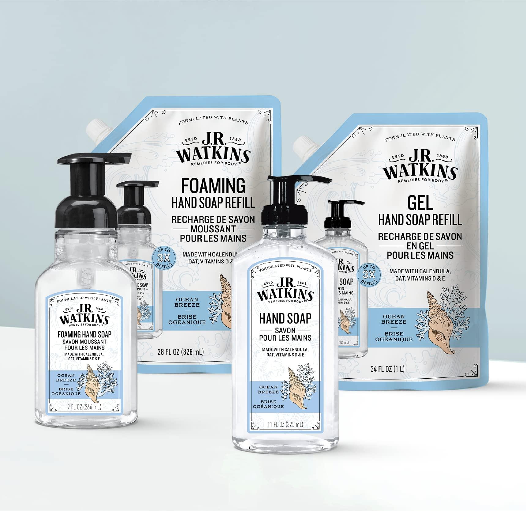 J.R. Watkins J.R. Watkins Gel Hand Soap, Scented Liquid Hand Wash for Bathroom or Kitchen, USA Made and Cruelty Free, 11 fl oz, Ocean Breeze, 3 Pack