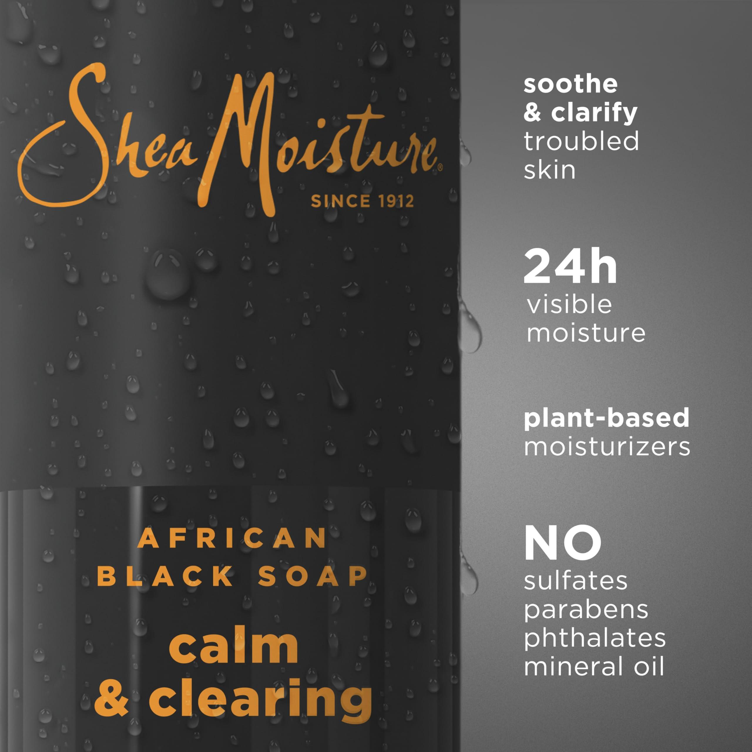 SheaMoisture SheaMoisture African Black Soap Body Wash Calm and clearing body wash for 24H Visible Moisture for Healthy, Glowing 18 Oz