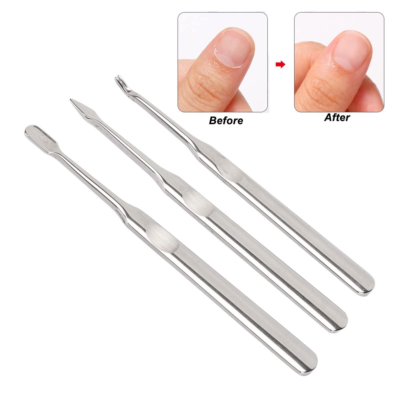 NSXAYIWE Cuticle Pusher, 3PCS Professional Stainless Steel Cuticle Remover, Cutical Pusher Set, Nail Pusher Tool Compatiable for Ngernails and Toenails