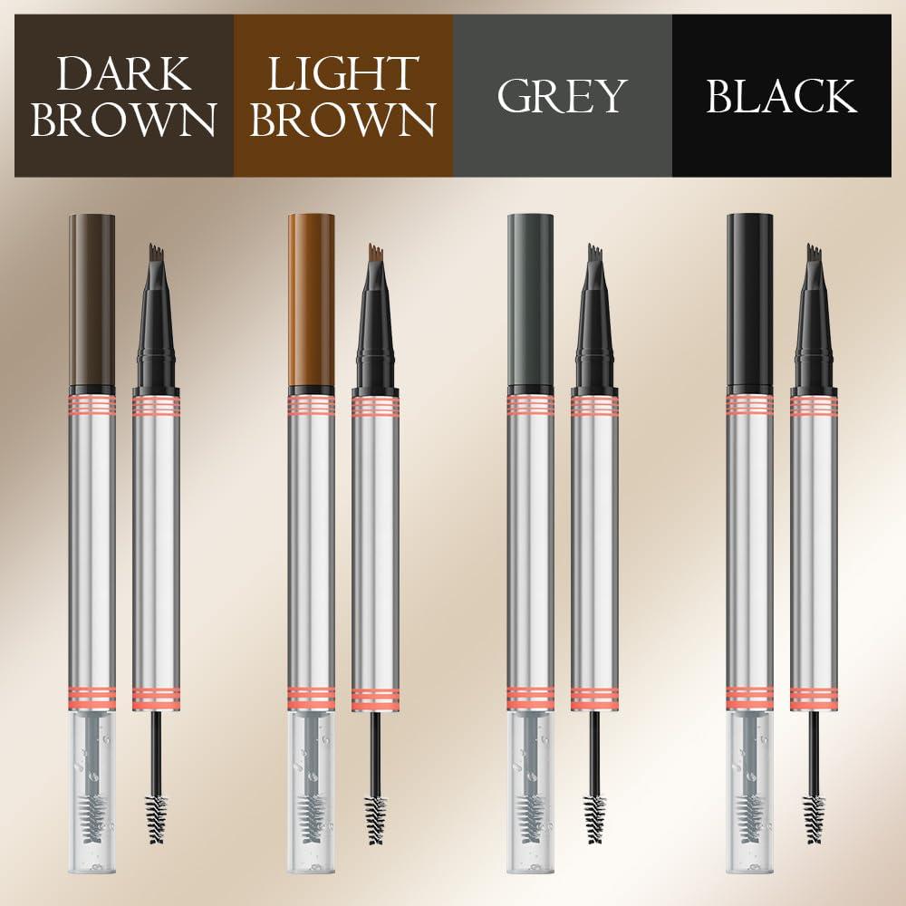 ROWPOZ 2024 New 2-in-1 Eyebrow Pencil with Gel, Dual-Ended 3D Microblading Magic Eyebrow Pen with 4 Tip & Eyebrow Brush, Waterproof Eyebrow Pencil Makeup Long-Lasting Eyebrow Pen for Women (Black)