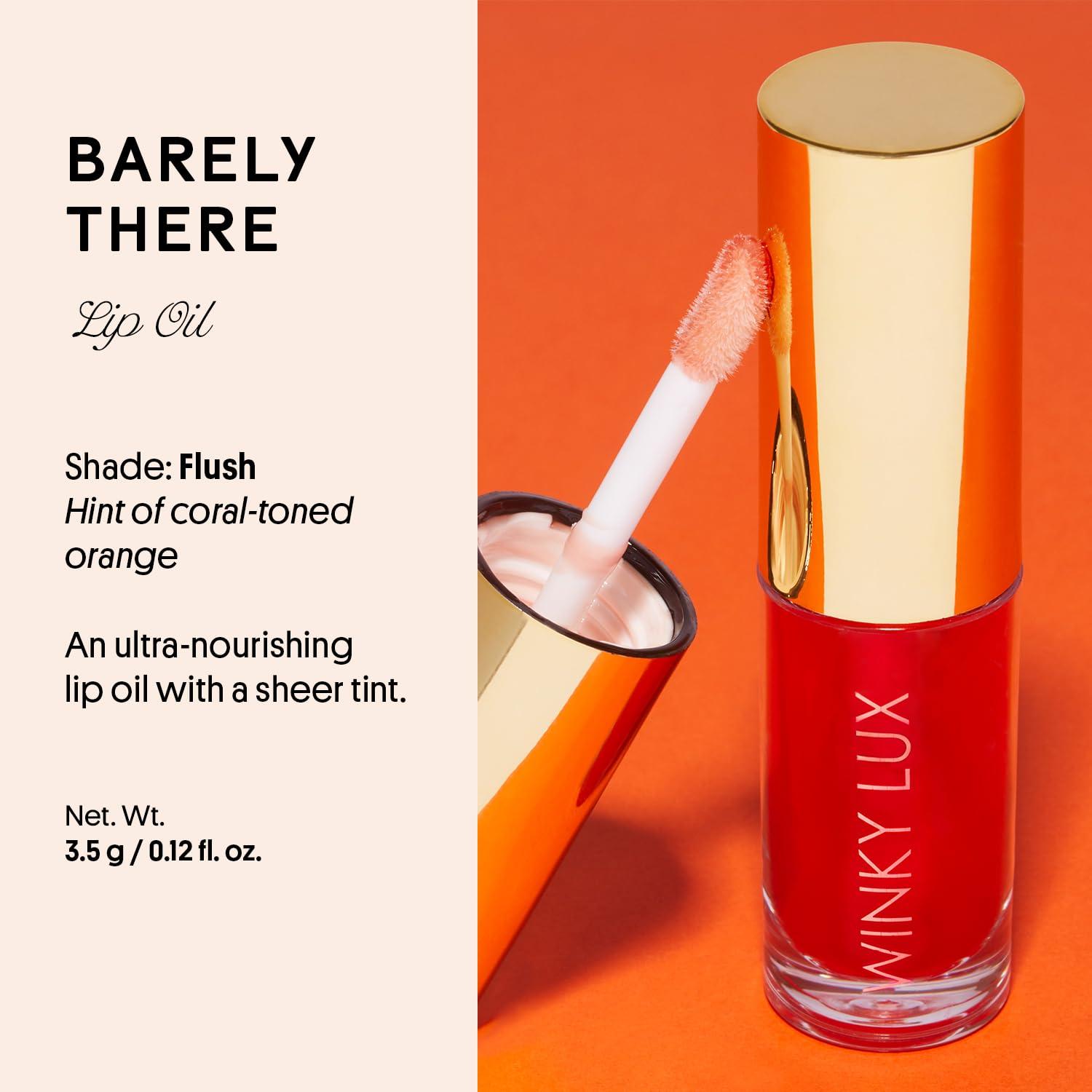 Winky Lux Winky Lux Barely There Sheer Tinted Lip Oil, Hydrating Lip Gloss Tint, Tinted Coral Glossy Lip Balm, Juicy Non Sticky Lip Gloss, Orange Lip Oil & Lip Tint with Jojoba Oil, Flush