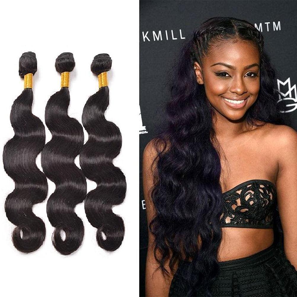 Shiker 22inch Single Bundle Weave Hair Human Bundles for Black Woman Brazilian Hair Wave Bundles Natural Black Wavy Hair Extensions for Cosplay Party