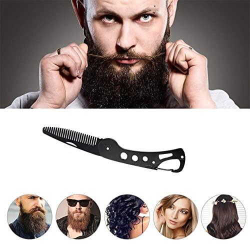 baixikly baixikly Stainless Steel Folding Beard Comb For Men, Mustache Comb Multifunctional Pocket Beard for Men Beard Mustache Stylin