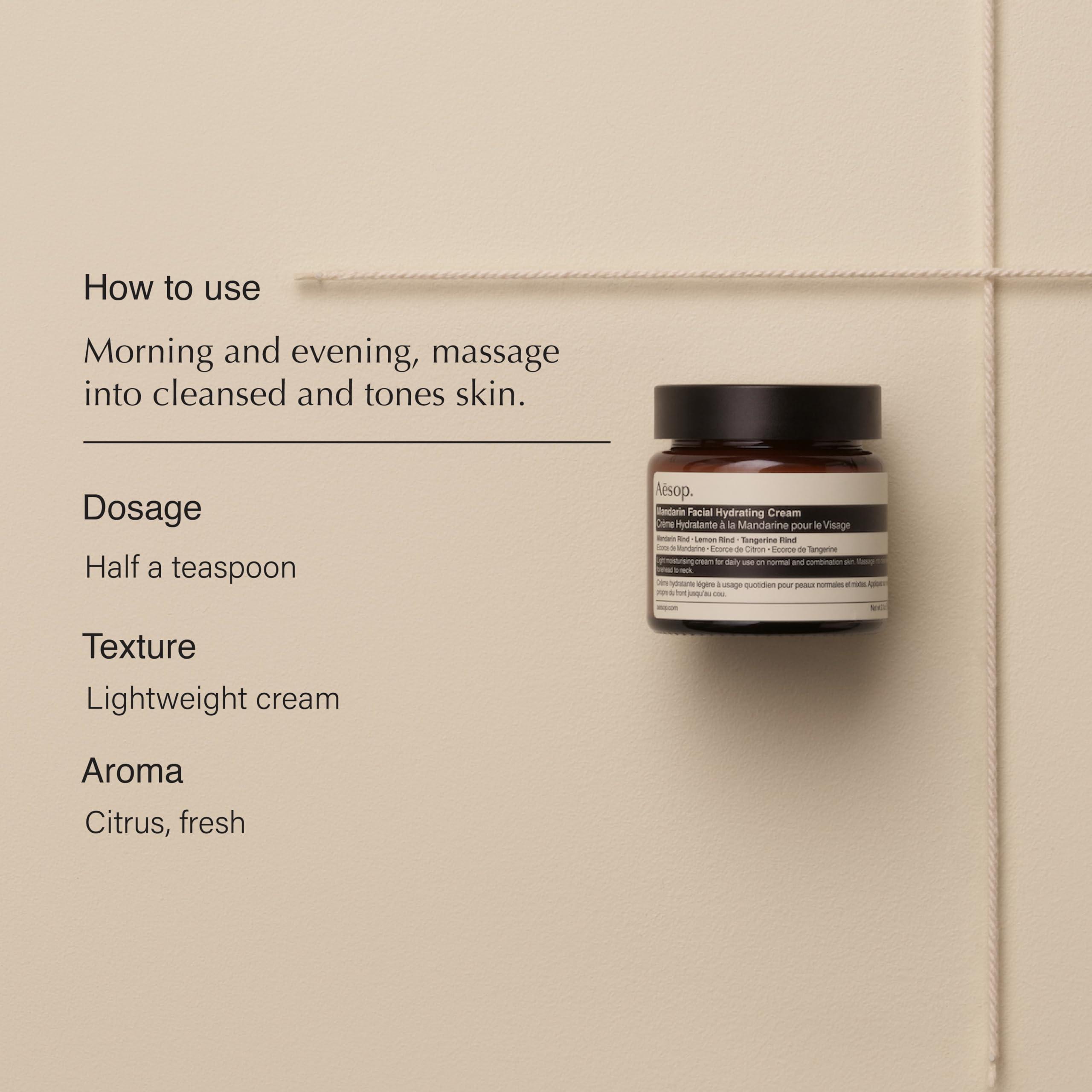 Aesop Aesop Mandarin Facial Hydrating Cream | Cools, Tones, and Balances Normal And Combination Skin | Mandarin Rind, Lemon Rind, Tangerine Rind | 2.1 oz / 60 mL